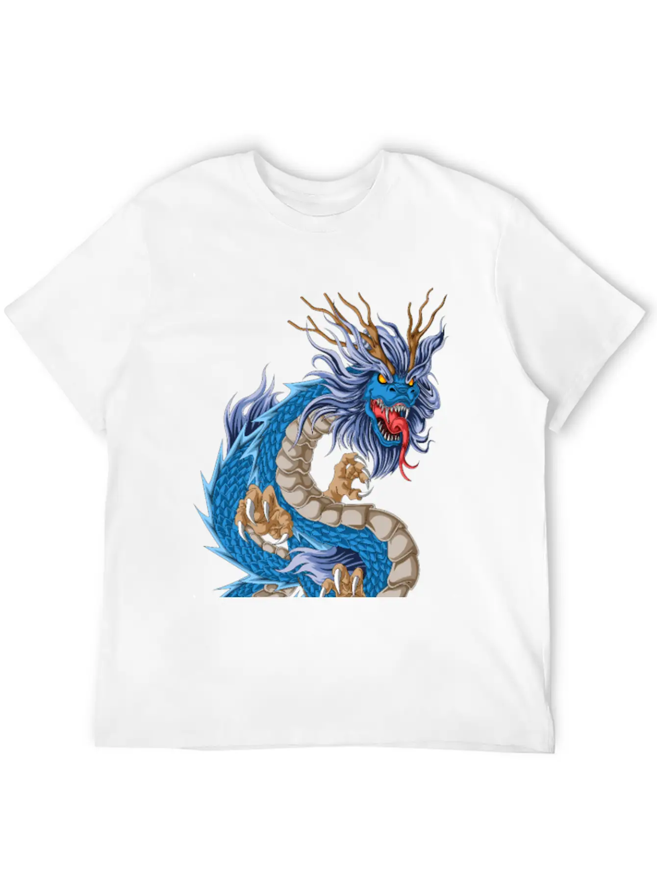 Blue Dragon Asian Stylish Everyday T-Shirt – Unisex Basic Cotton Tee