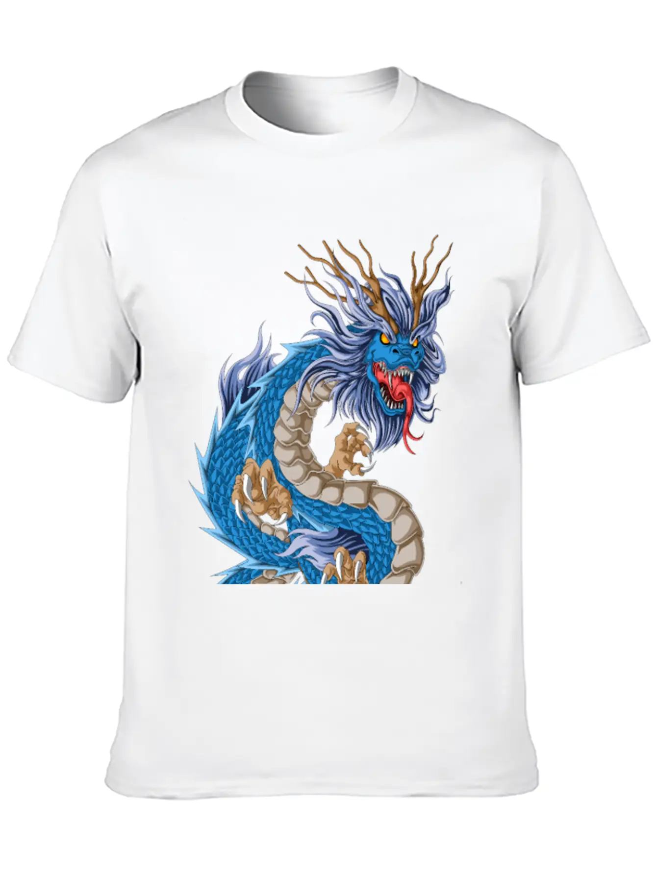 Blue Dragon Asian Stylish Everyday T-Shirt – Unisex Basic Cotton Tee