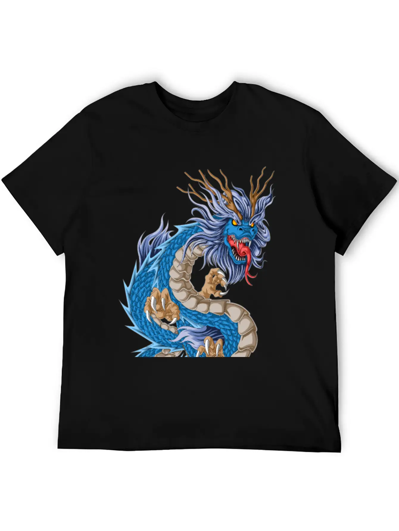 Blue Dragon Asian Stylish Everyday T-Shirt – Unisex Basic Cotton Tee