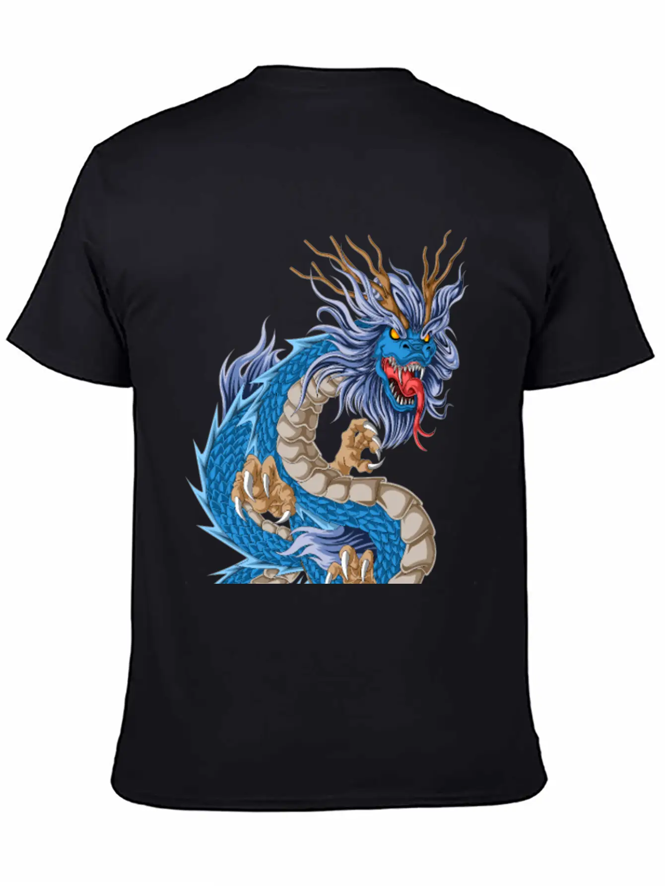 Blue Dragon Asian Stylish Everyday T-Shirt – Unisex Basic Cotton Tee