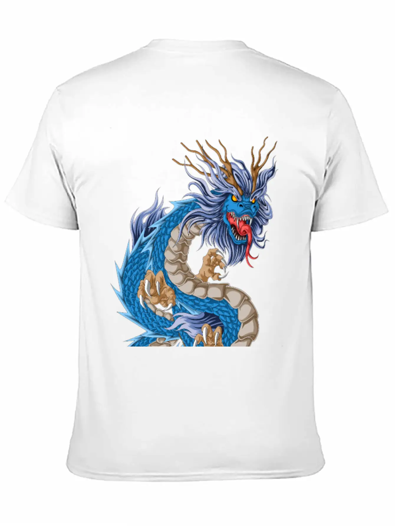 Blue Dragon Asian Stylish Everyday T-Shirt – Unisex Basic Cotton Tee