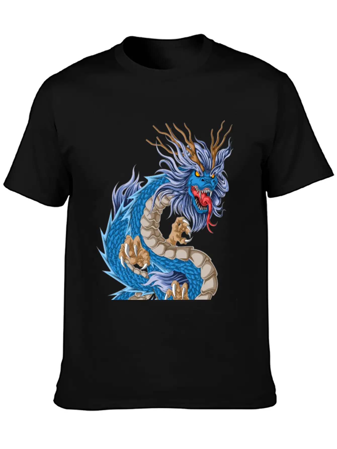 Blue Dragon Asian Stylish Everyday T-Shirt – Unisex Basic Cotton Tee