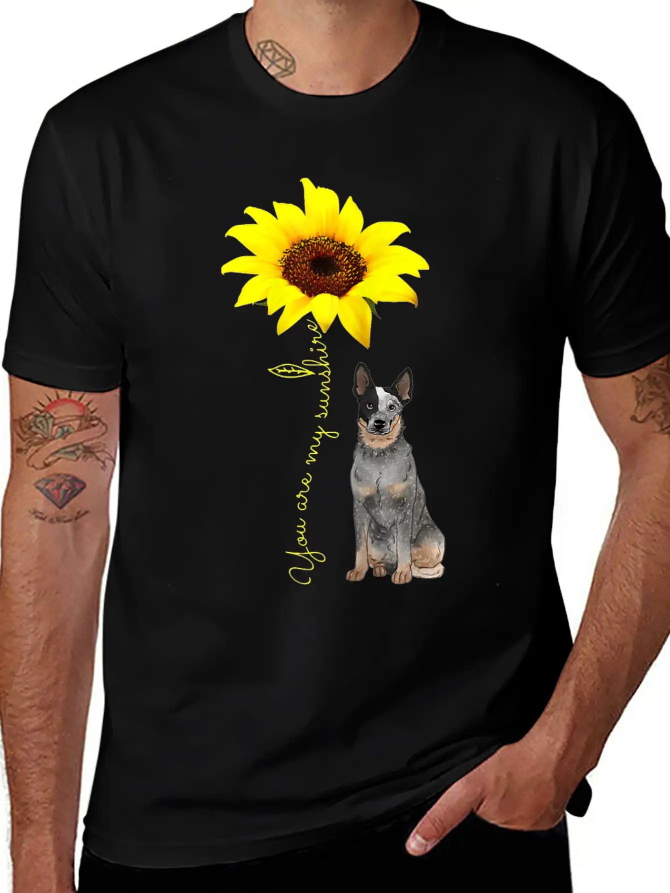 Blue Heeler Mom Gifts My Sunshine Sunflower Comfortable Minimalist Graphic Tee – Summer Style Essential