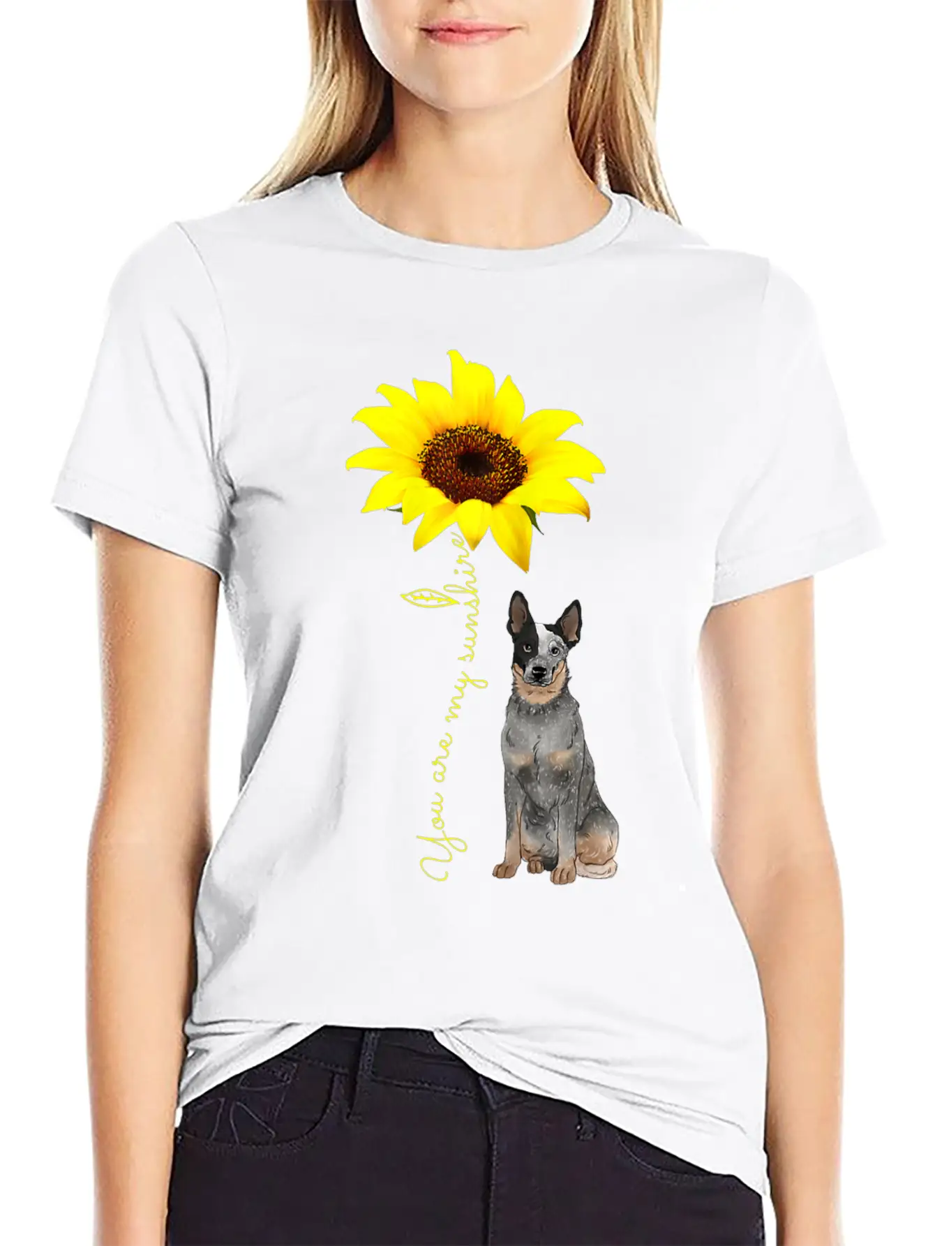 Blue Heeler Mom Gifts My Sunshine Sunflower Comfortable Minimalist Graphic Tee – Summer Style Essential