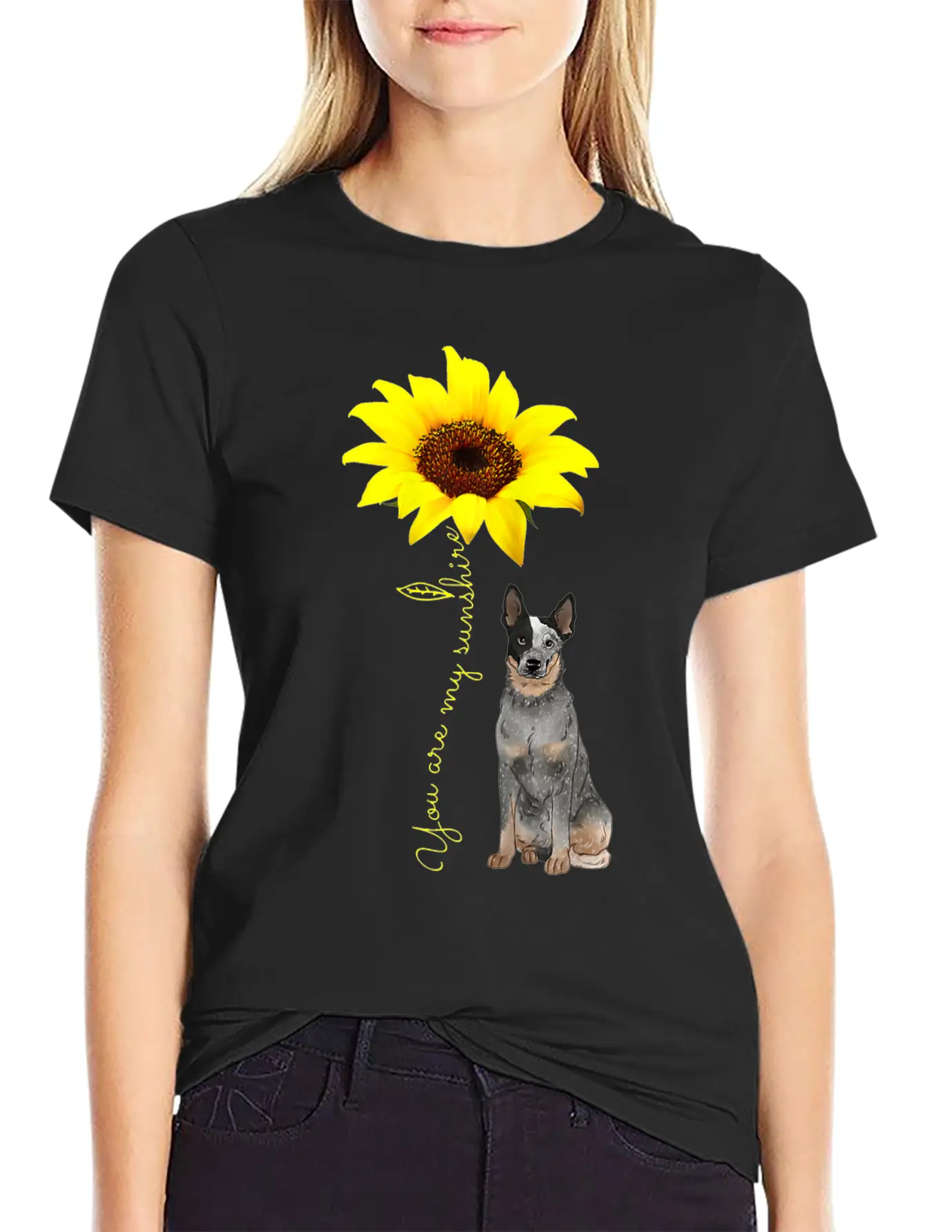 Blue Heeler Mom Gifts My Sunshine Sunflower Comfortable Minimalist Graphic Tee – Summer Style Essential
