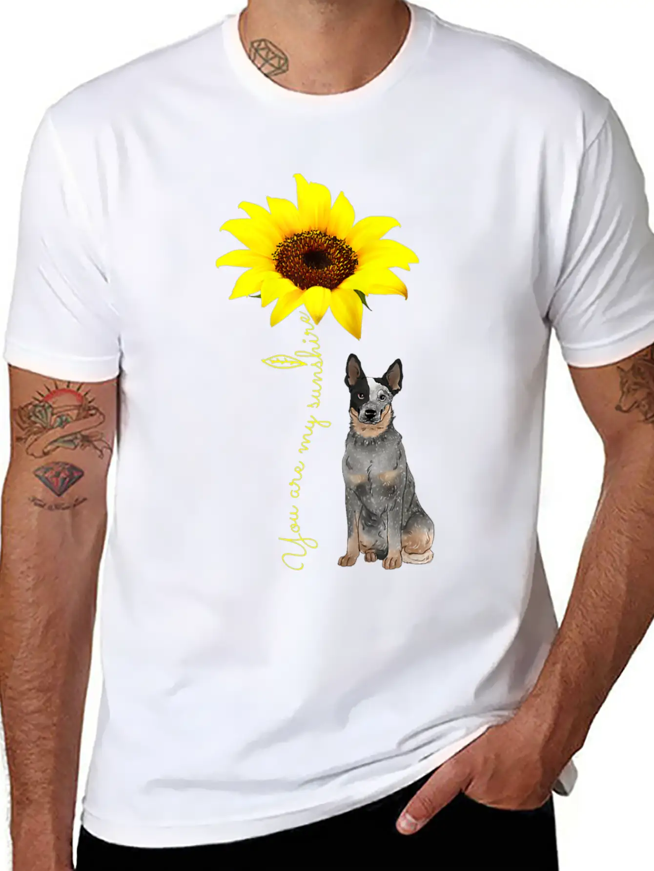 Blue Heeler Mom Gifts My Sunshine Sunflower Comfortable Minimalist Graphic Tee – Summer Style Essential