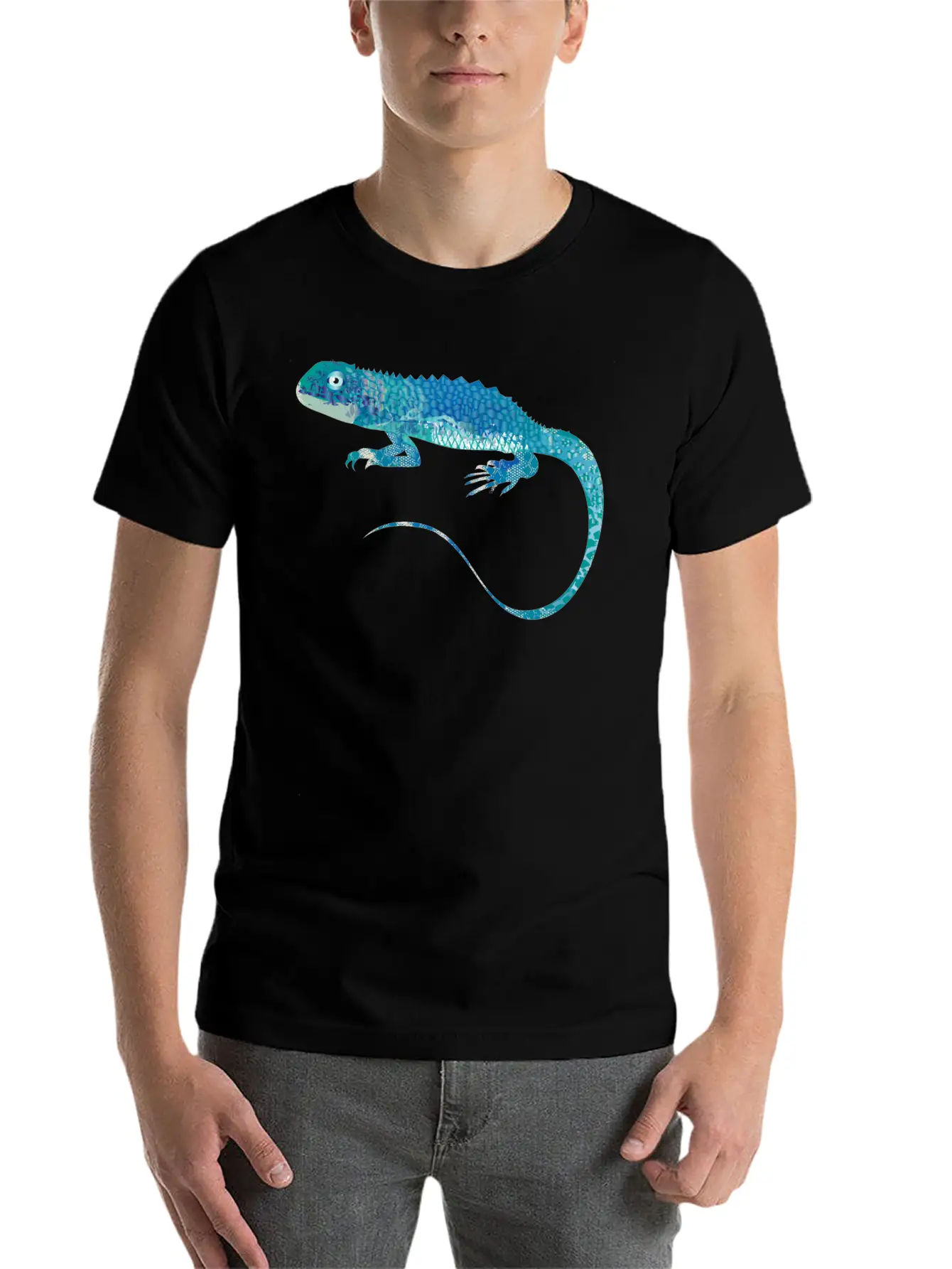 Blue Iguana Collage Of Different Patterns Unisex Short Sleeve Soft Cotton T-Shirt – Casual Everyday Wear