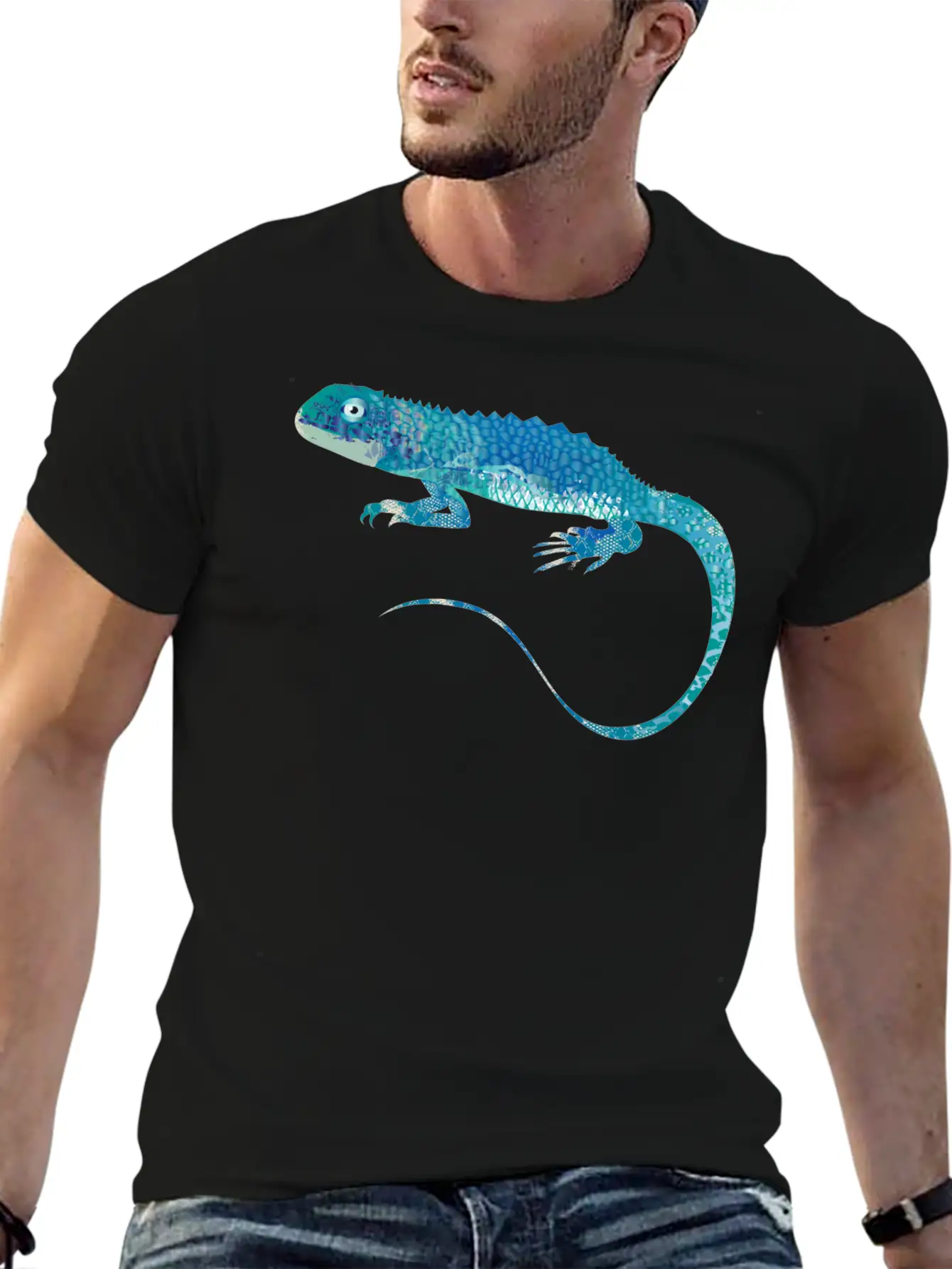 Blue Iguana Collage Of Different Patterns Unisex Short Sleeve Soft Cotton T-Shirt – Casual Everyday Wear