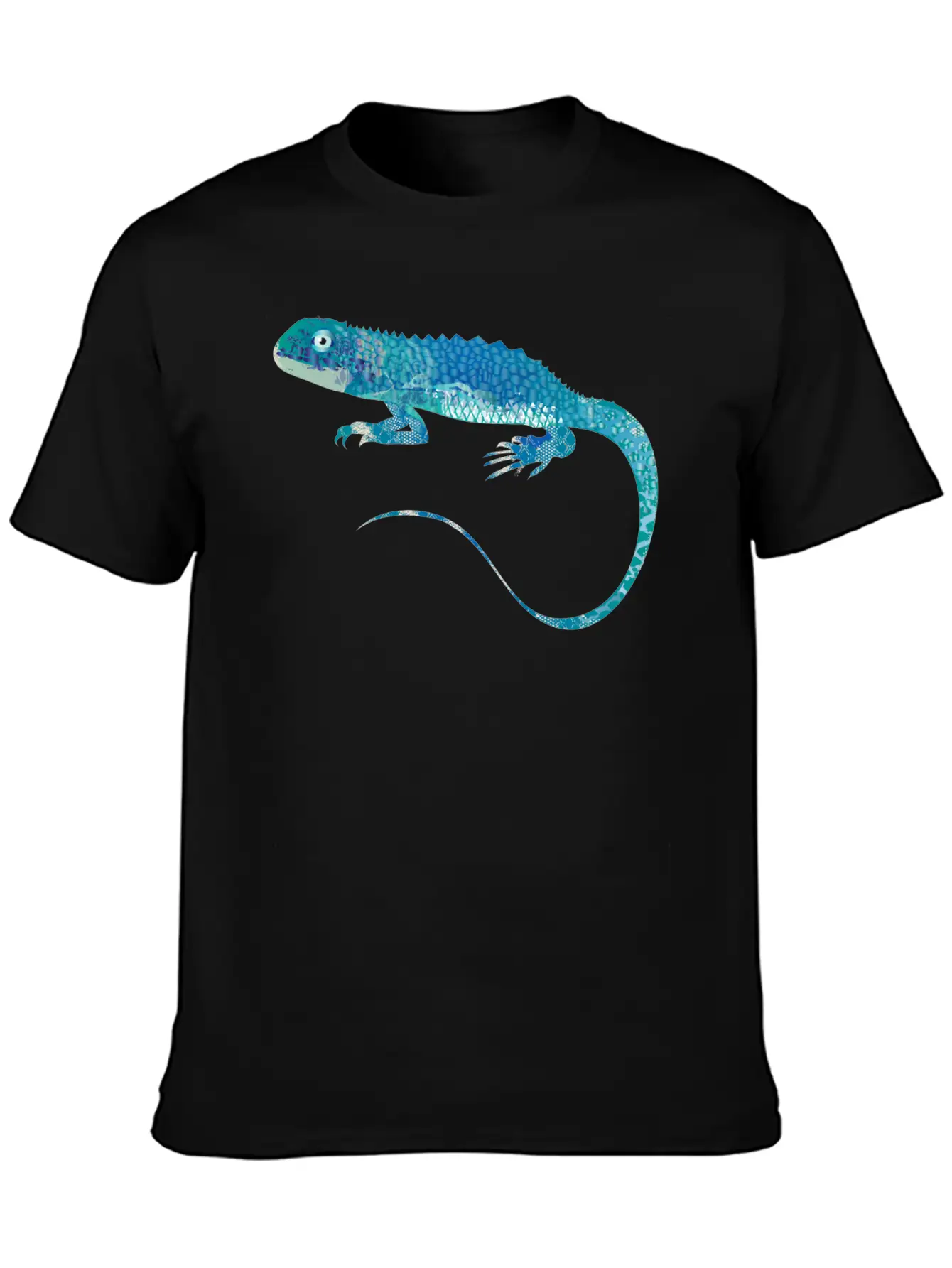 Blue Iguana Collage Of Different Patterns Unisex Short Sleeve Soft Cotton T-Shirt – Casual Everyday Wear