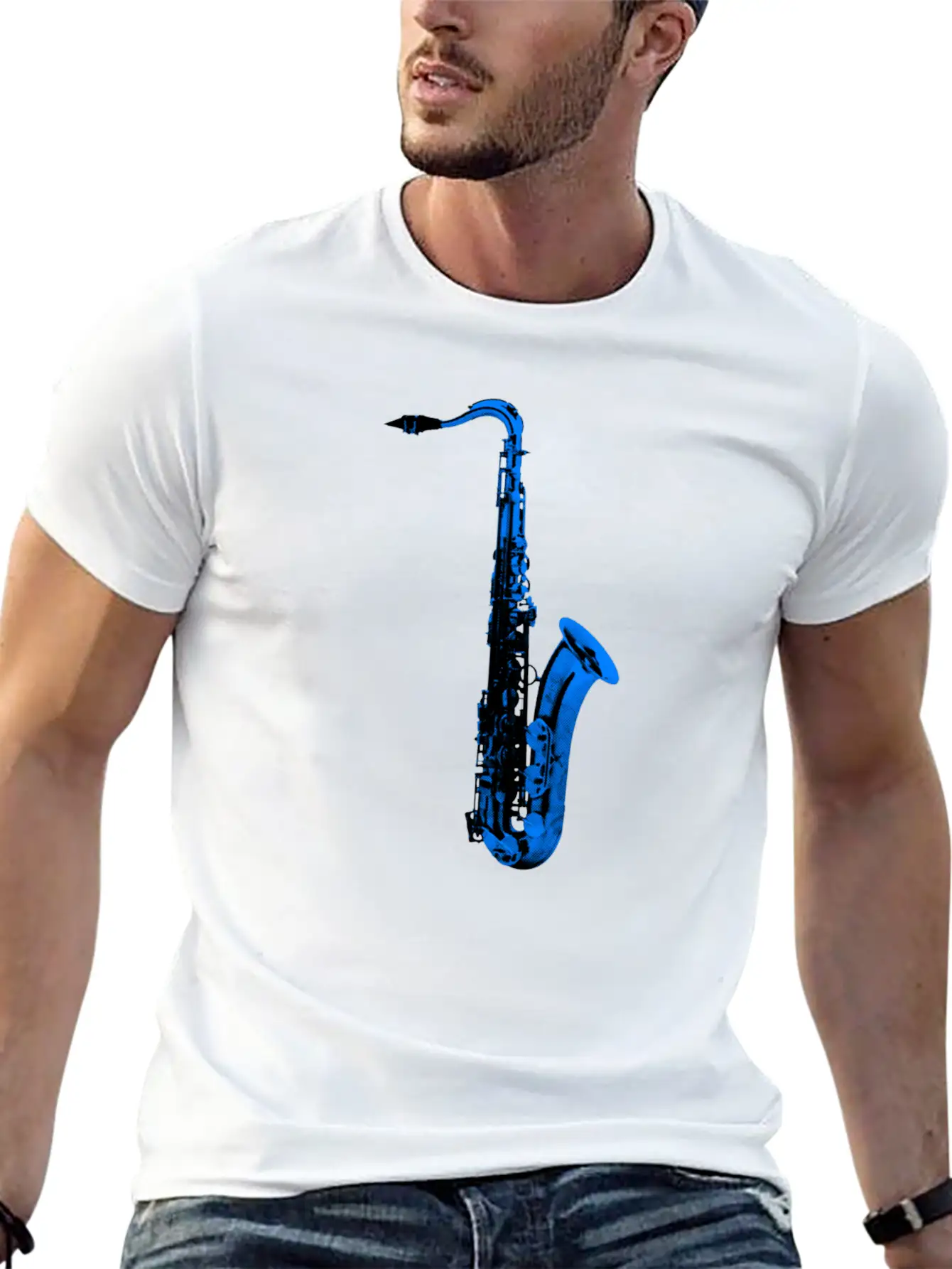 Blue Saxophone Essential Unisex Summer Tee – Soft Cotton Casual Fit