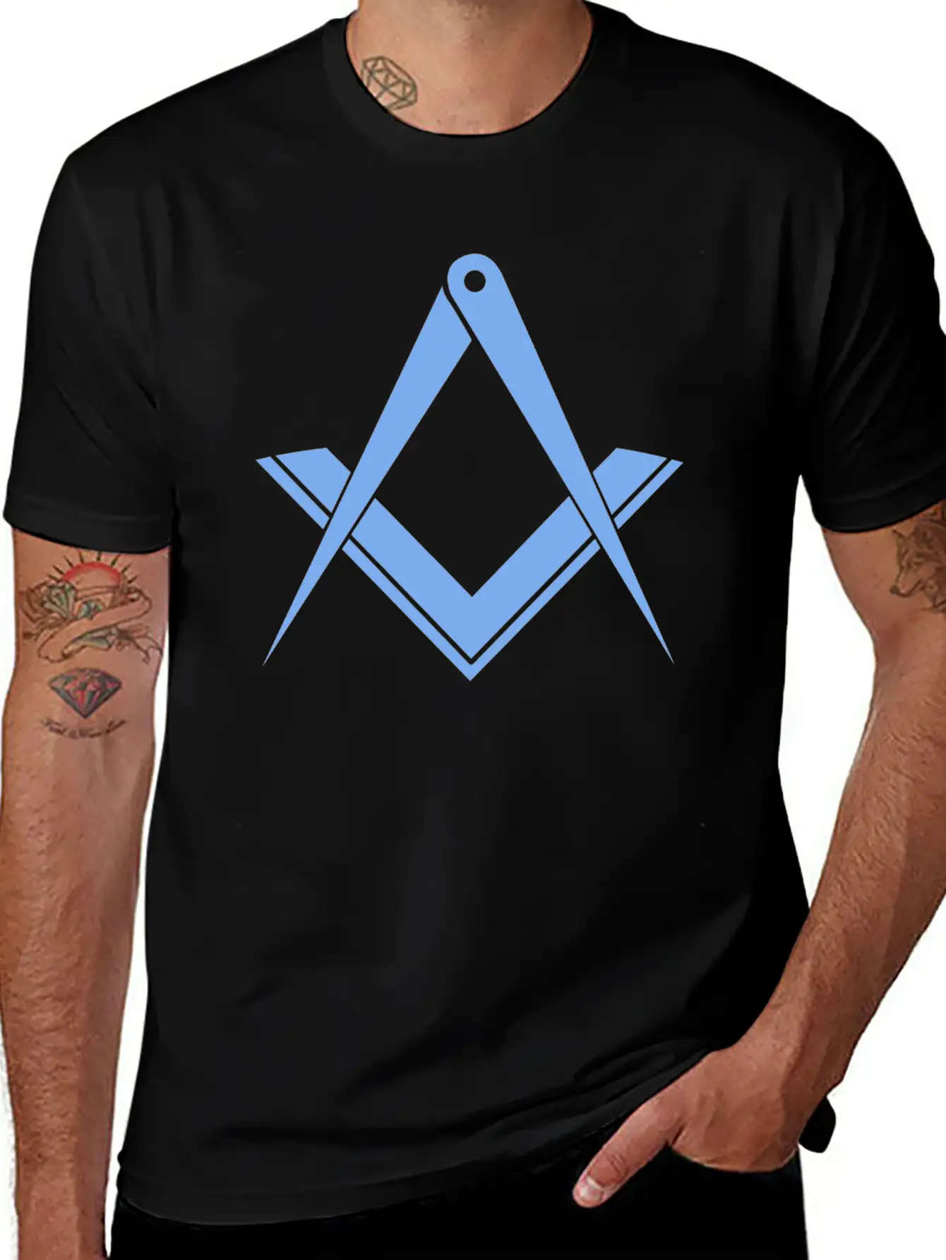BLUE Square & Compass Modern Essential Unisex Summer Tee – Soft Cotton Casual Fit