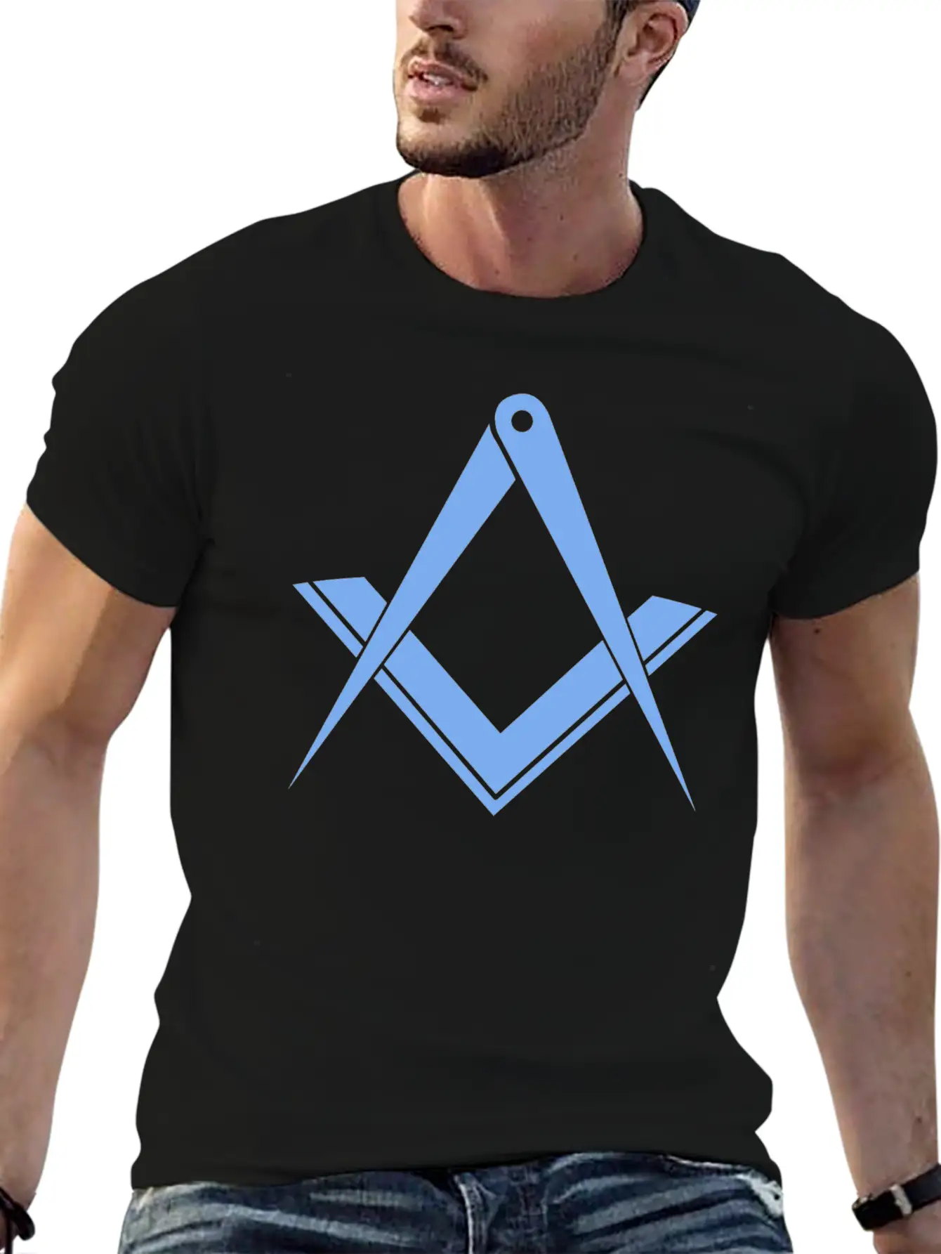BLUE Square & Compass Modern Essential Unisex Summer Tee – Soft Cotton Casual Fit