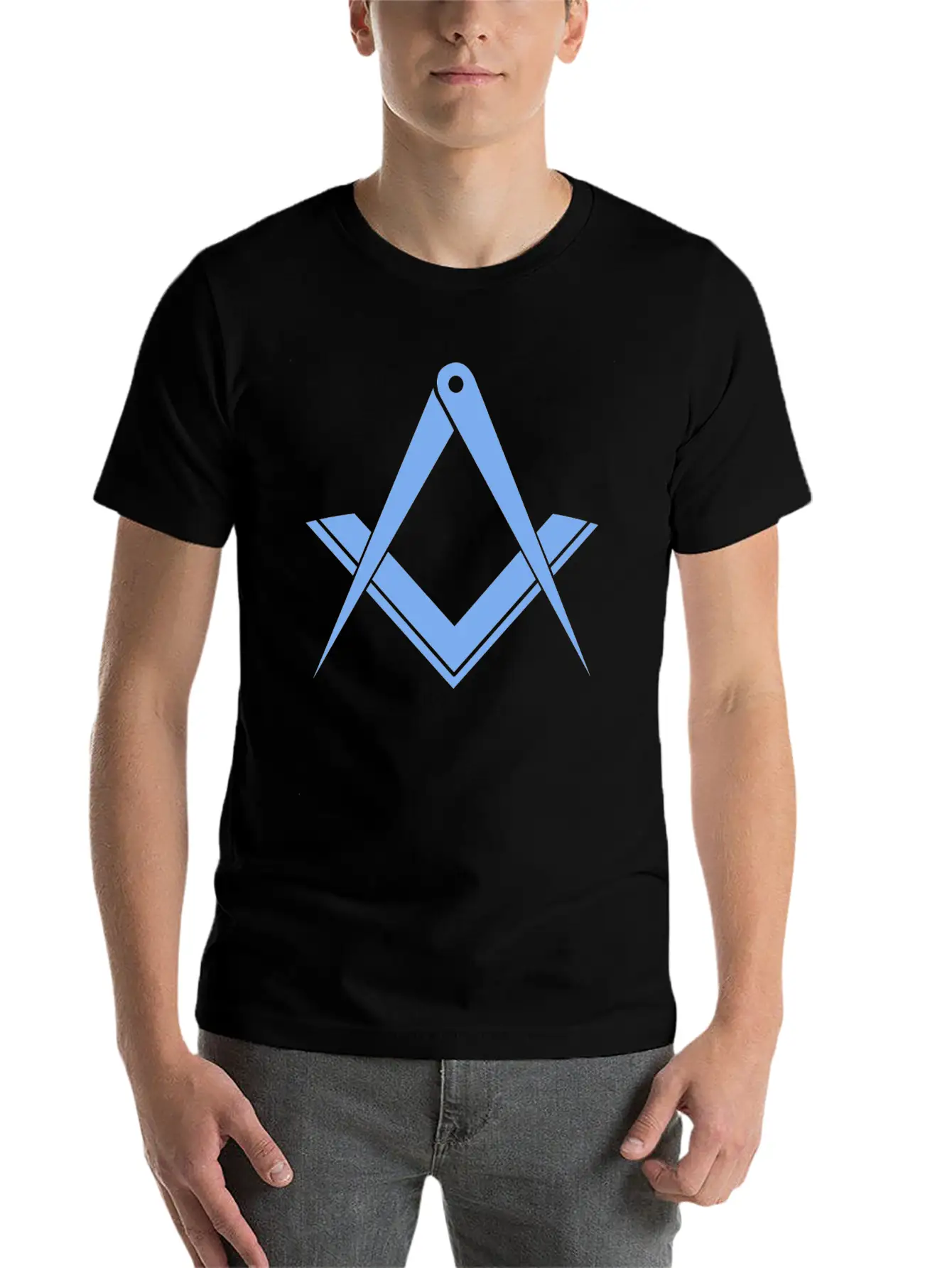 BLUE Square & Compass Modern Essential Unisex Summer Tee – Soft Cotton Casual Fit
