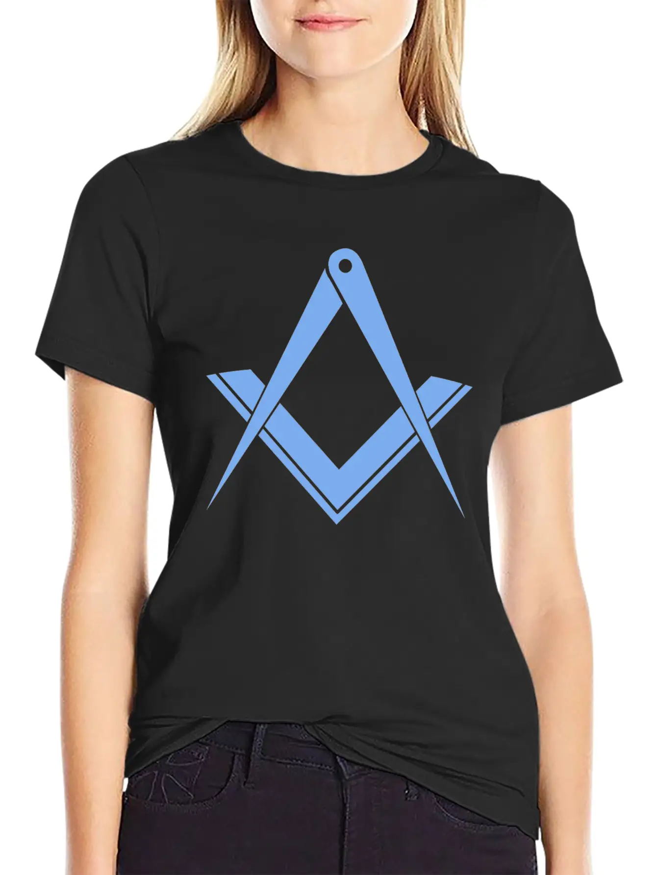 BLUE Square & Compass Modern Essential Unisex Summer Tee – Soft Cotton Casual Fit
