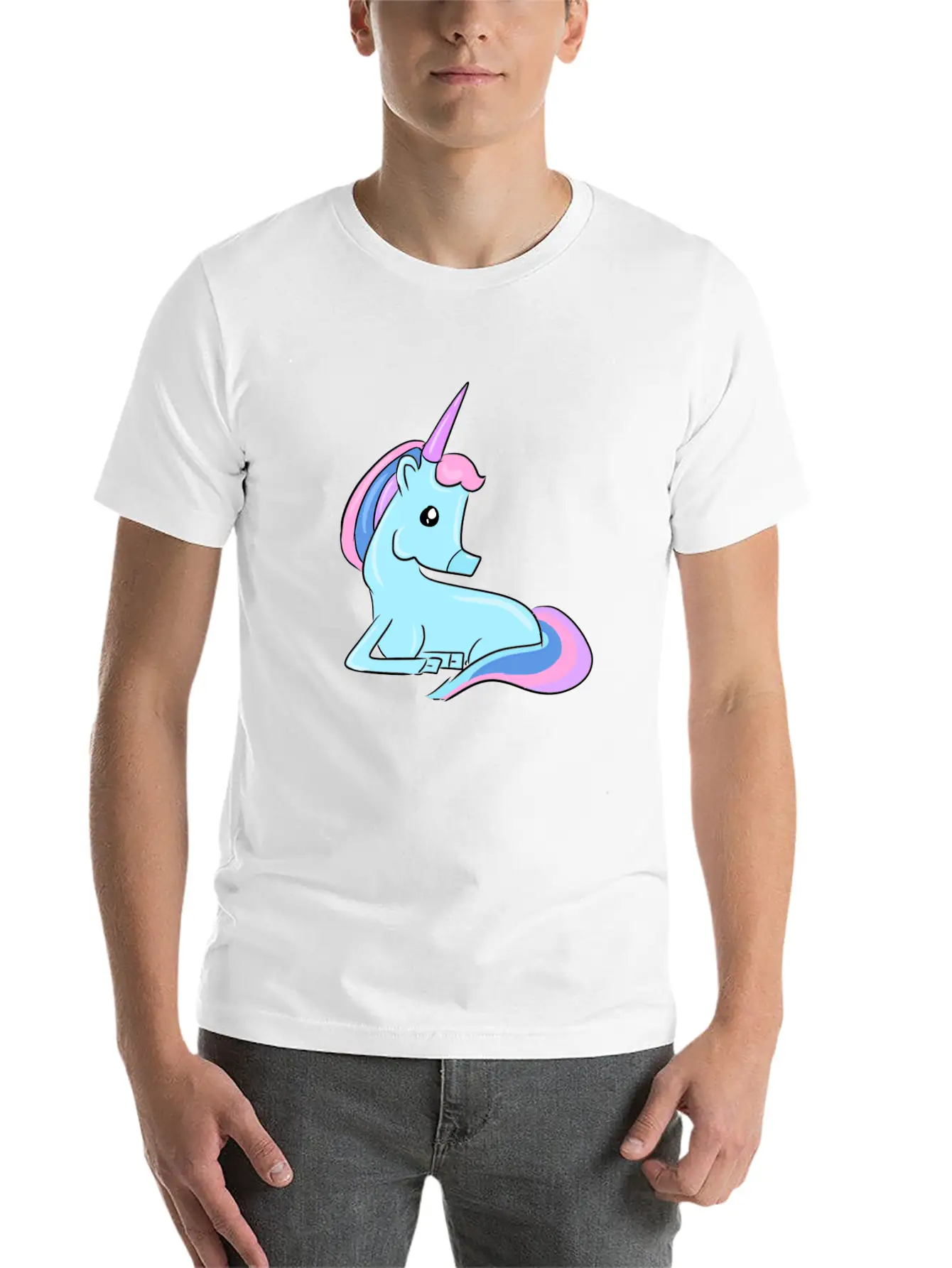 Blue Unicorn Fairy Tale Horse Fantasy Imagination Basic Graphic T-Shirt – Daily Comfort In Soft Cotton