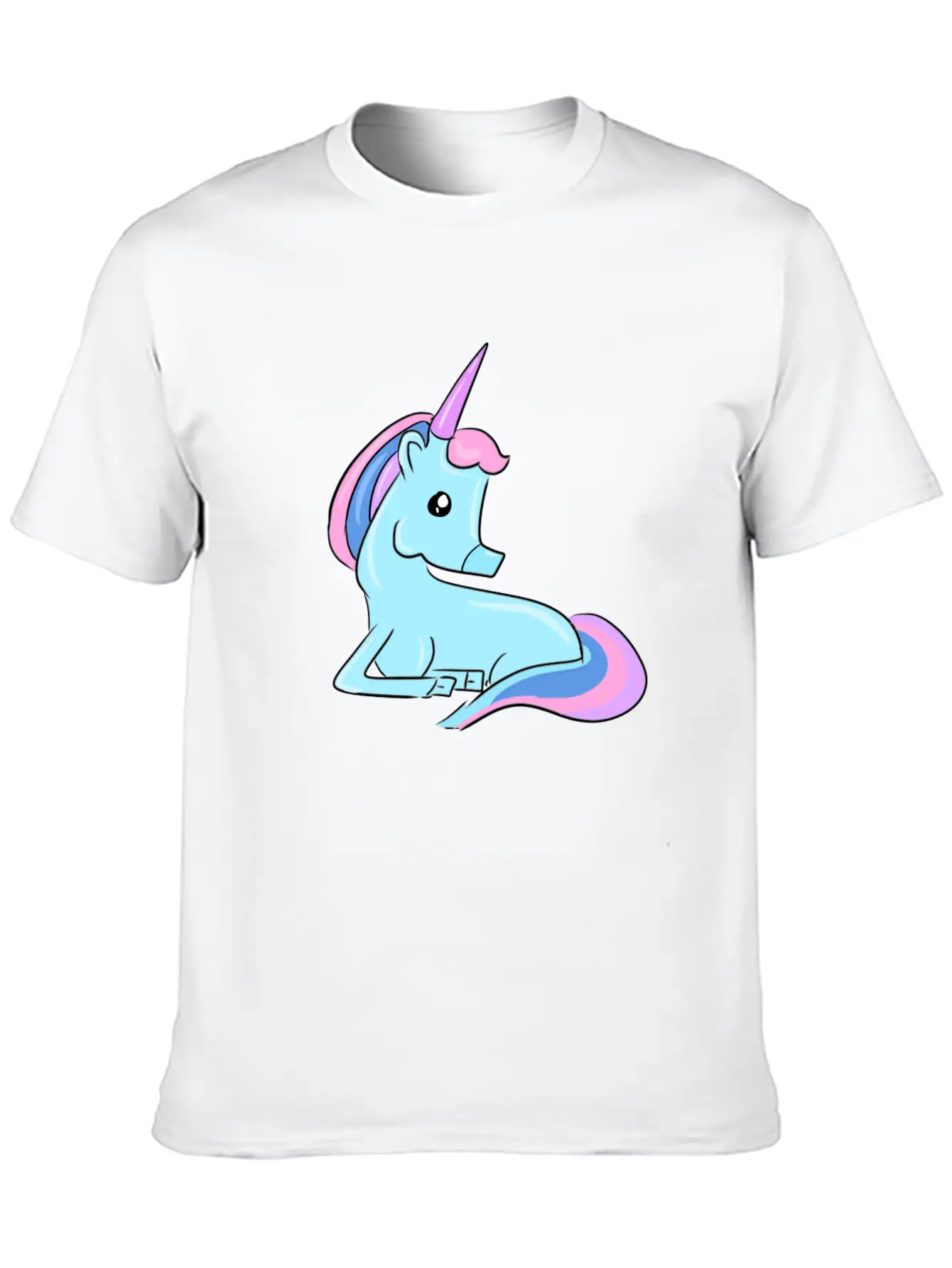 Blue Unicorn Fairy Tale Horse Fantasy Imagination Basic Graphic T-Shirt – Daily Comfort In Soft Cotton