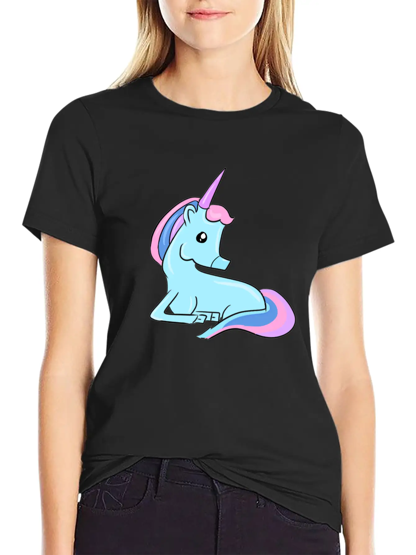 Blue Unicorn Fairy Tale Horse Fantasy Imagination Basic Graphic T-Shirt – Daily Comfort In Soft Cotton