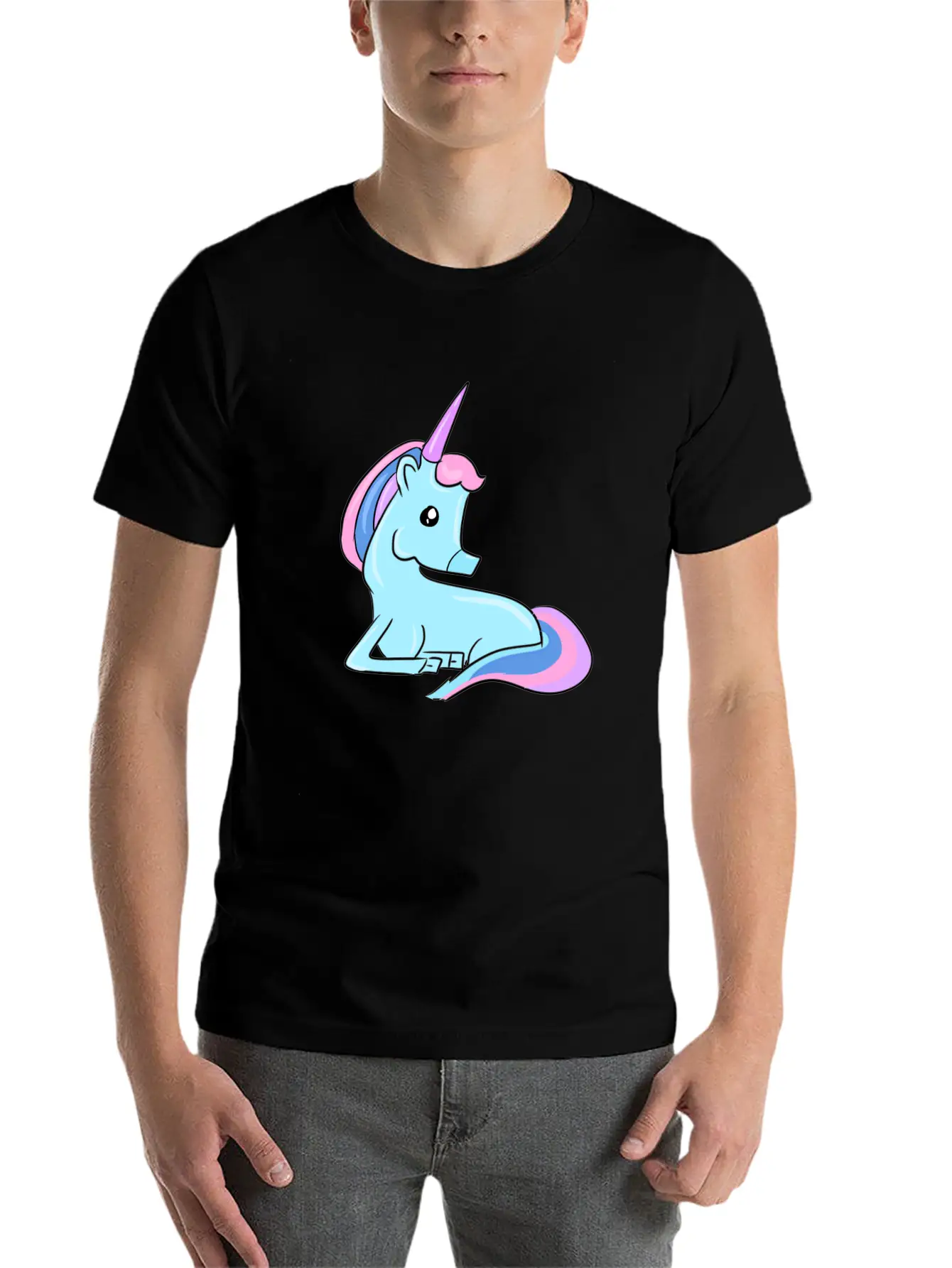 Blue Unicorn Fairy Tale Horse Fantasy Imagination Basic Graphic T-Shirt – Daily Comfort In Soft Cotton