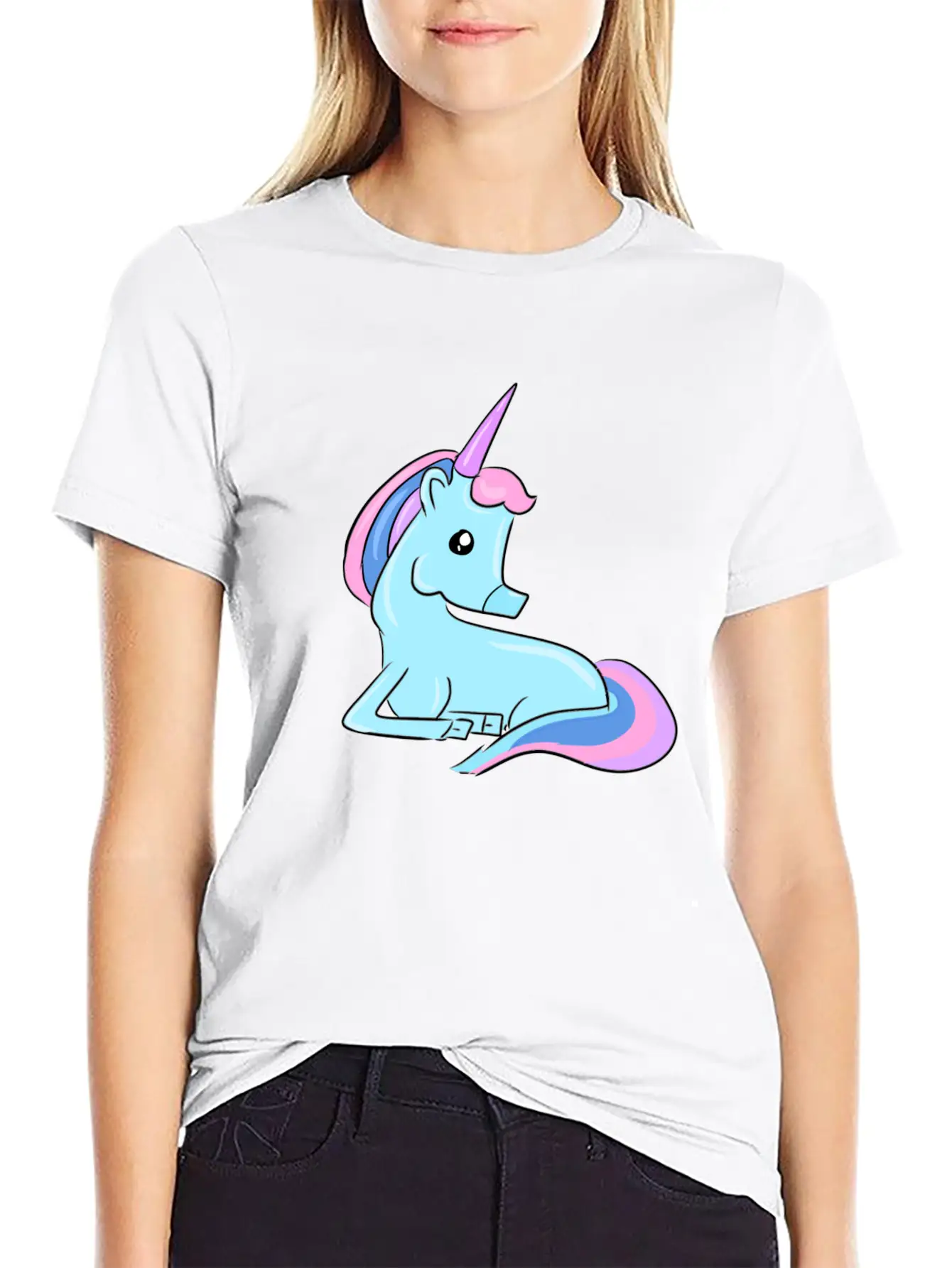 Blue Unicorn Fairy Tale Horse Fantasy Imagination Basic Graphic T-Shirt – Daily Comfort In Soft Cotton