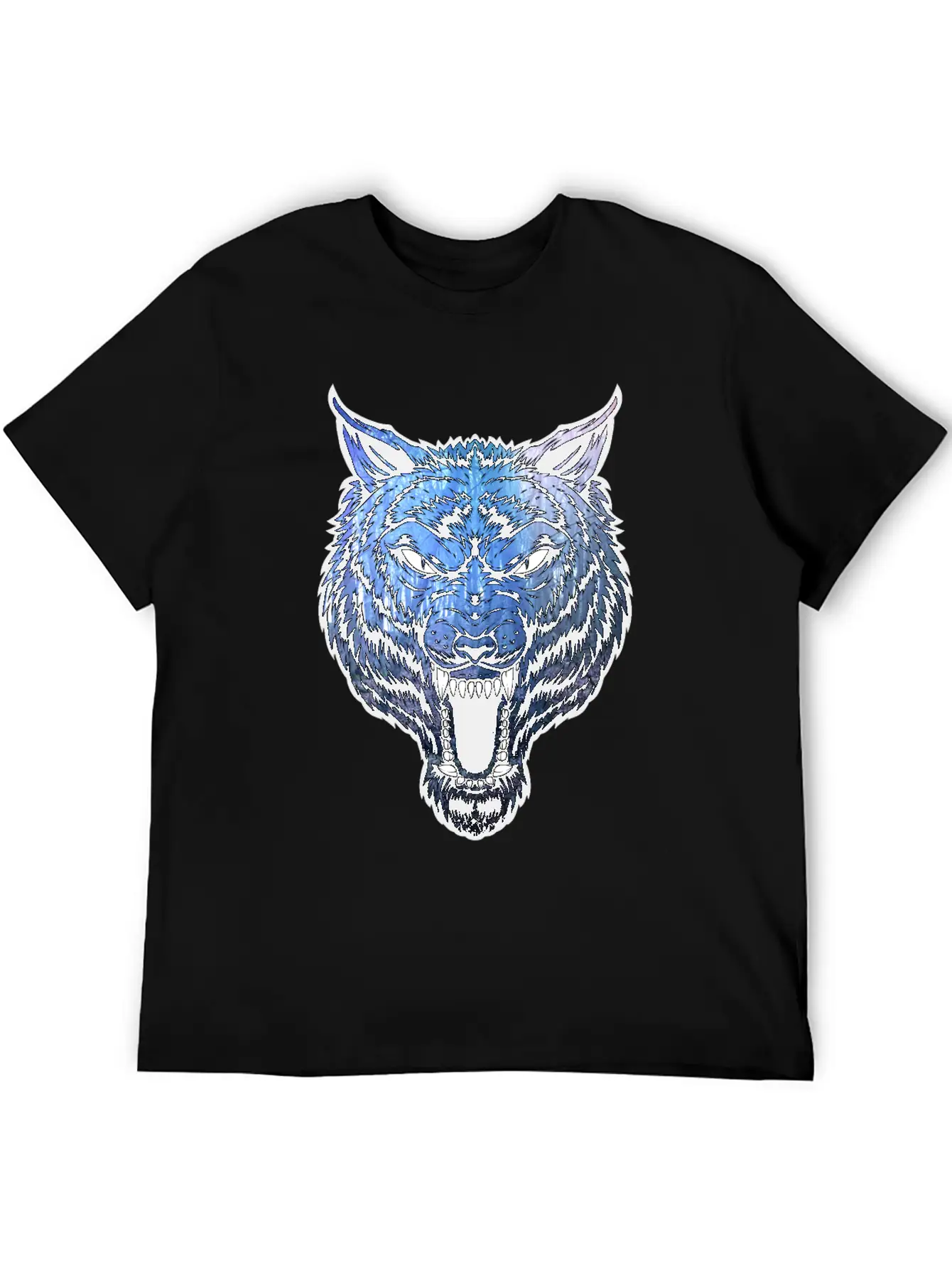 Blue Wolf With Forest Basic Graphic T-Shirt – Daily Comfort In Soft Cotton