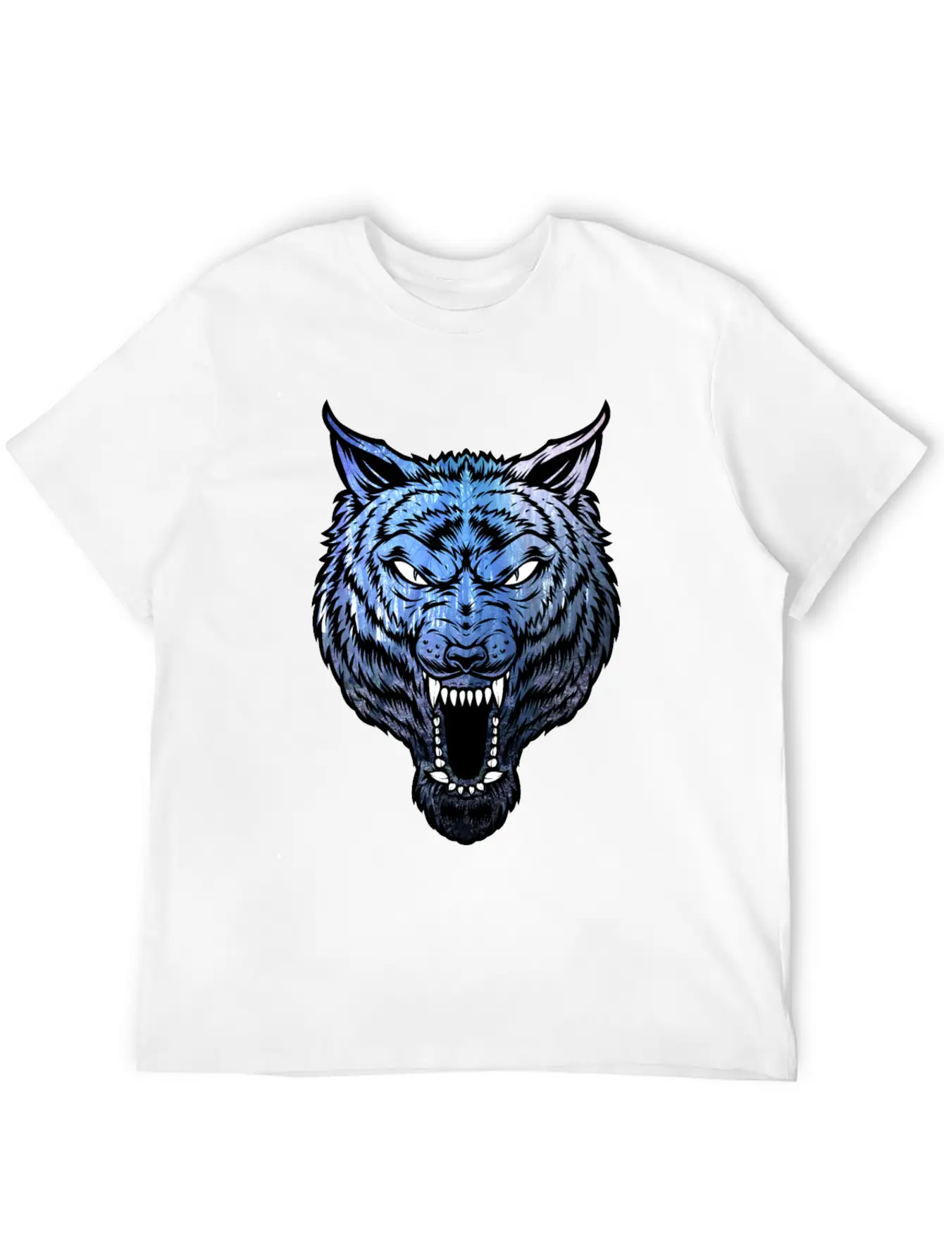 Blue Wolf With Forest Basic Graphic T-Shirt – Daily Comfort In Soft Cotton