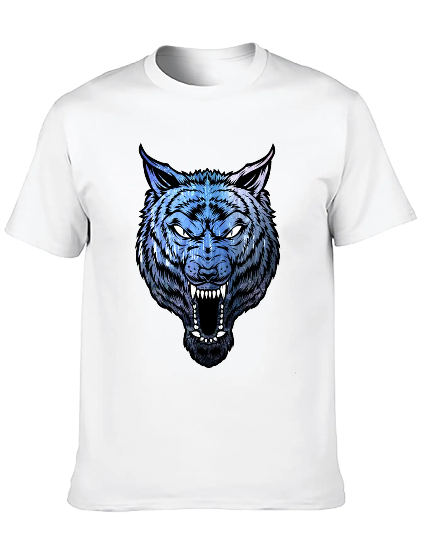 Blue Wolf With Forest Basic Graphic T-Shirt – Daily Comfort In Soft Cotton