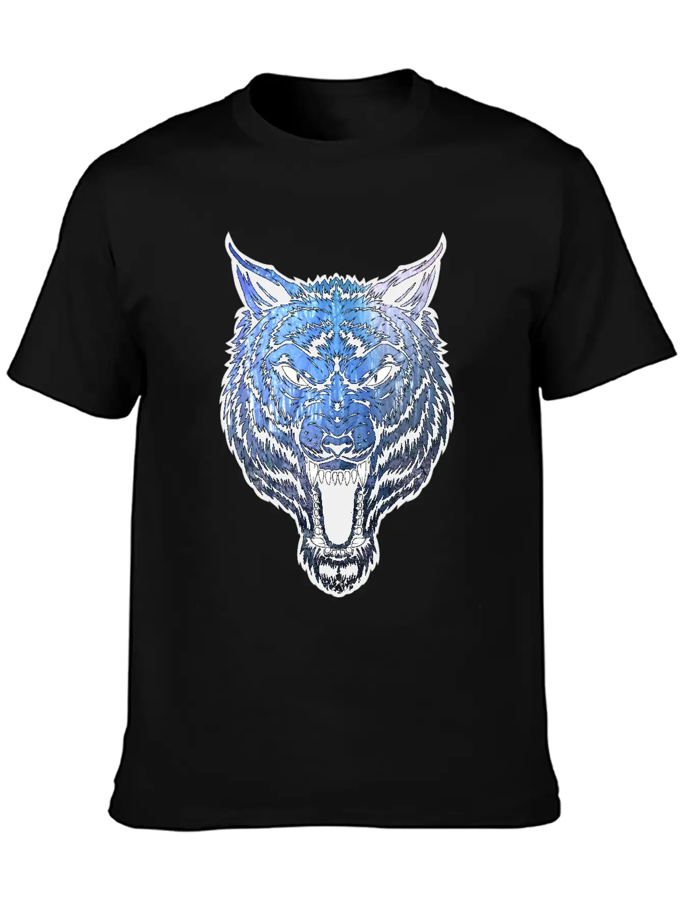 Blue Wolf With Forest Basic Graphic T-Shirt – Daily Comfort In Soft Cotton