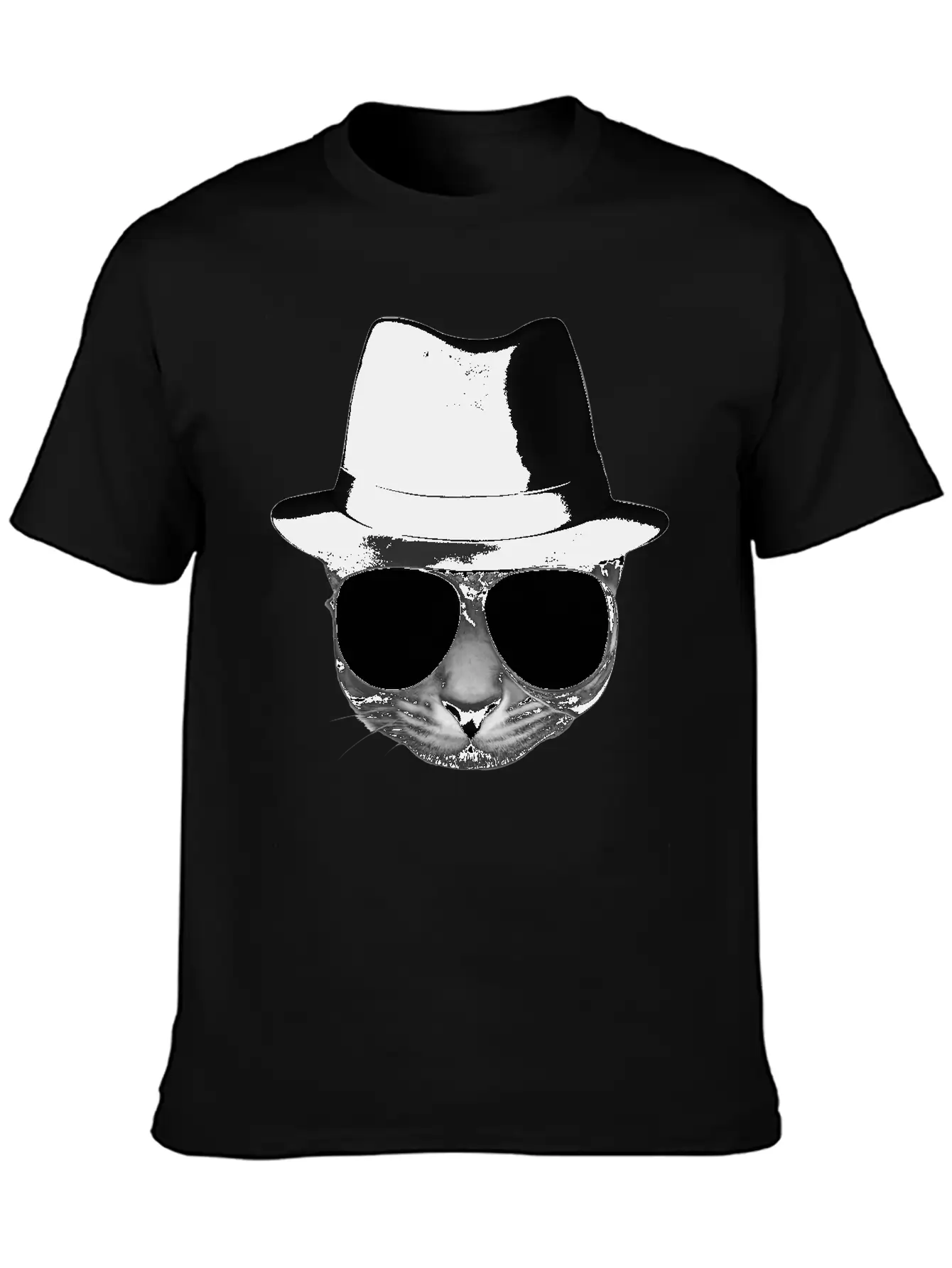 Blues Cat 1 Grayscale Basic Graphic T-Shirt – Daily Comfort In Soft Cotton