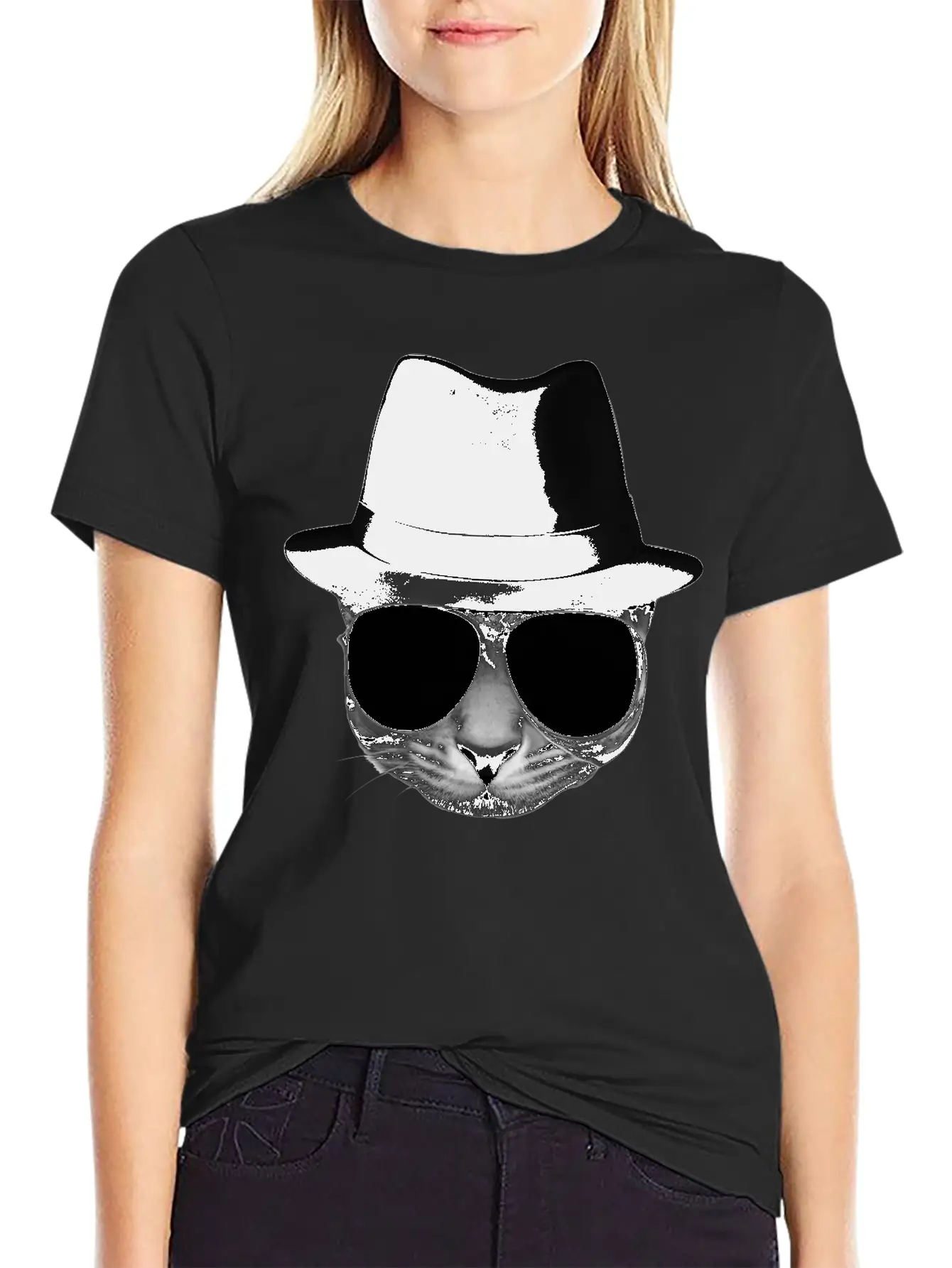 Blues Cat 1 Grayscale Basic Graphic T-Shirt – Daily Comfort In Soft Cotton