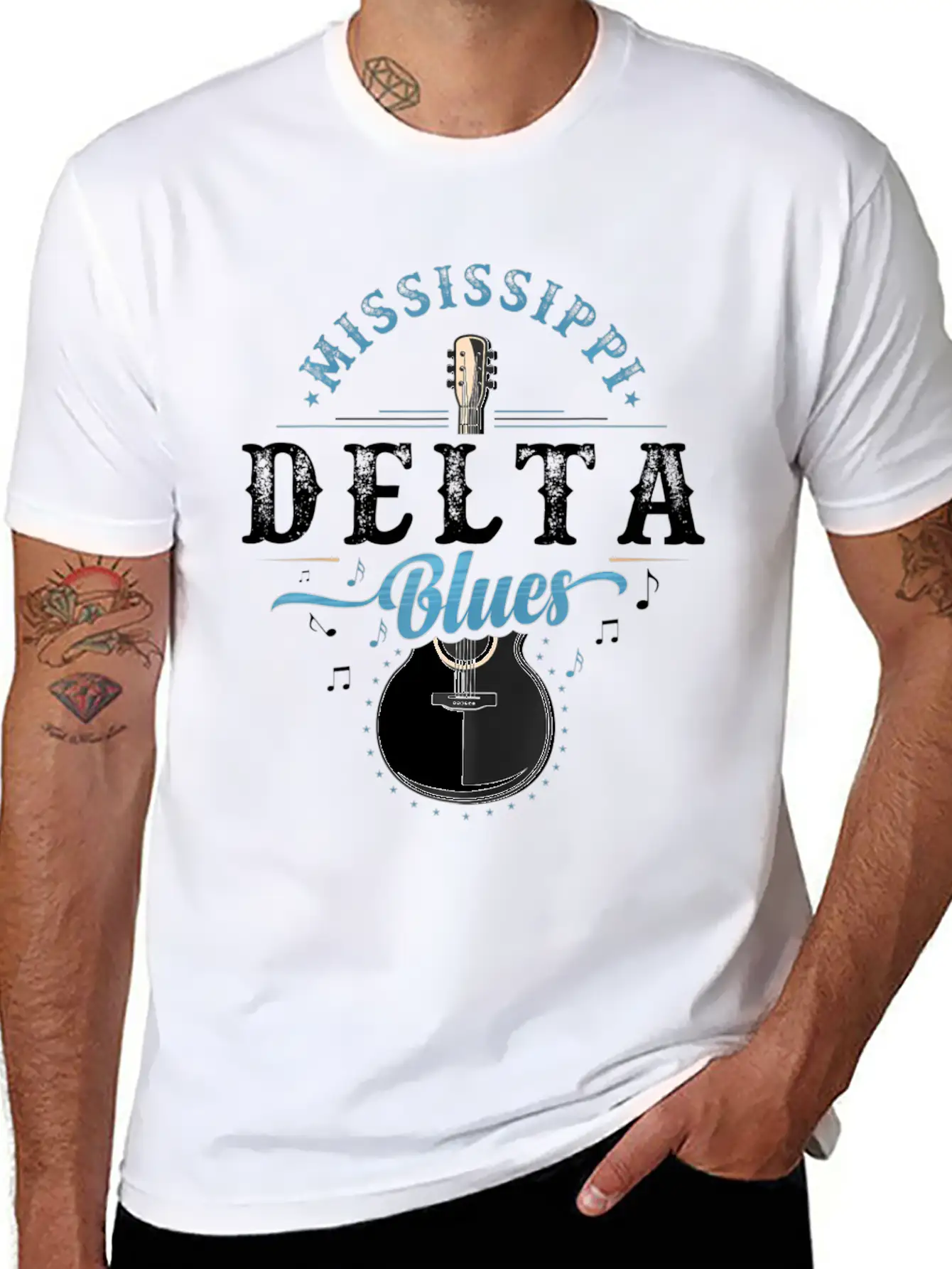 Blues Guitarist Or Rock Music Or Mississippi Stylish Everyday T-Shirt – Unisex Basic Cotton Tee