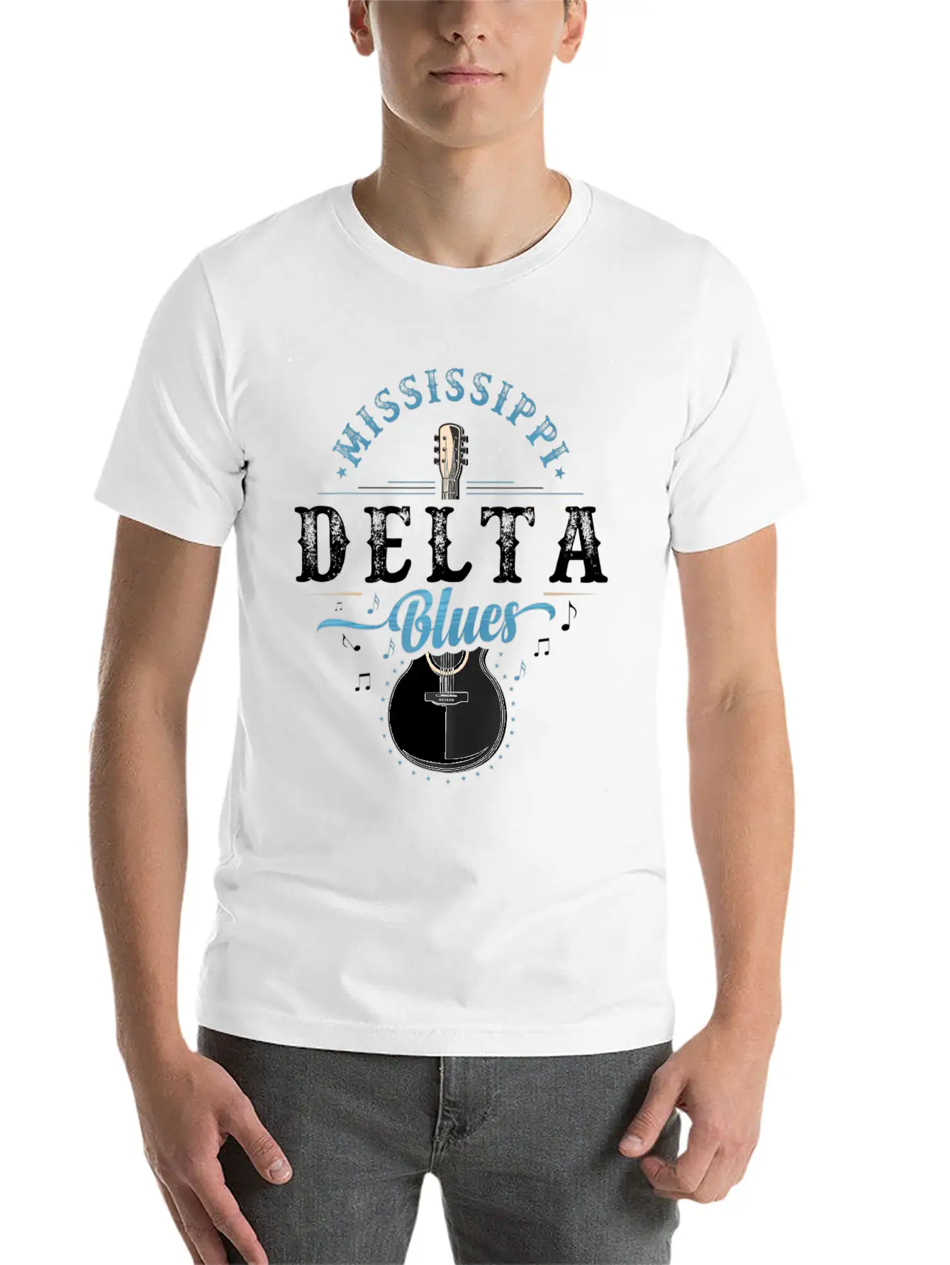 Blues Guitarist Or Rock Music Or Mississippi Stylish Everyday T-Shirt – Unisex Basic Cotton Tee