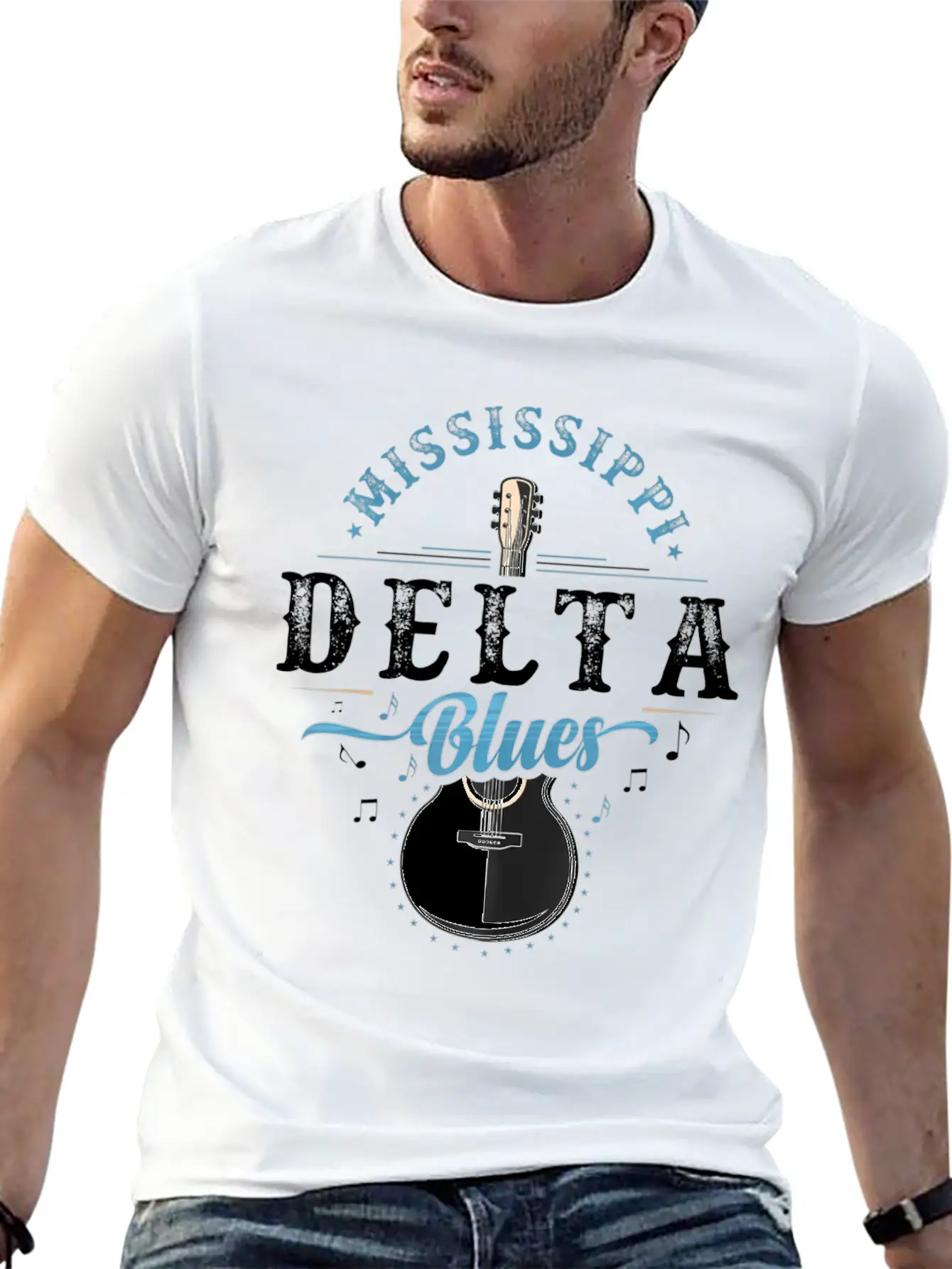 Blues Guitarist Or Rock Music Or Mississippi Stylish Everyday T-Shirt – Unisex Basic Cotton Tee