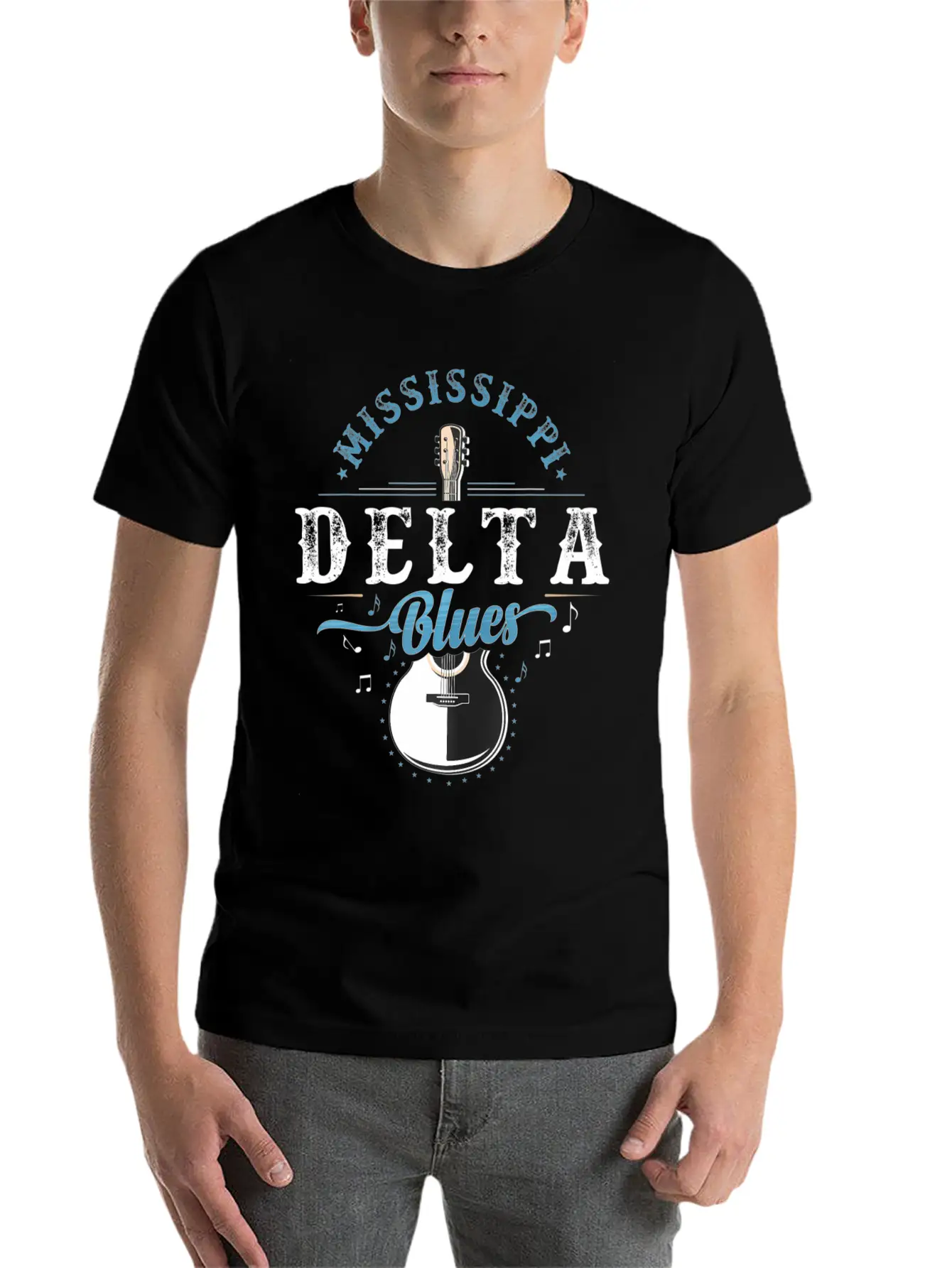 Blues Guitarist Or Rock Music Or Mississippi Stylish Everyday T-Shirt – Unisex Basic Cotton Tee
