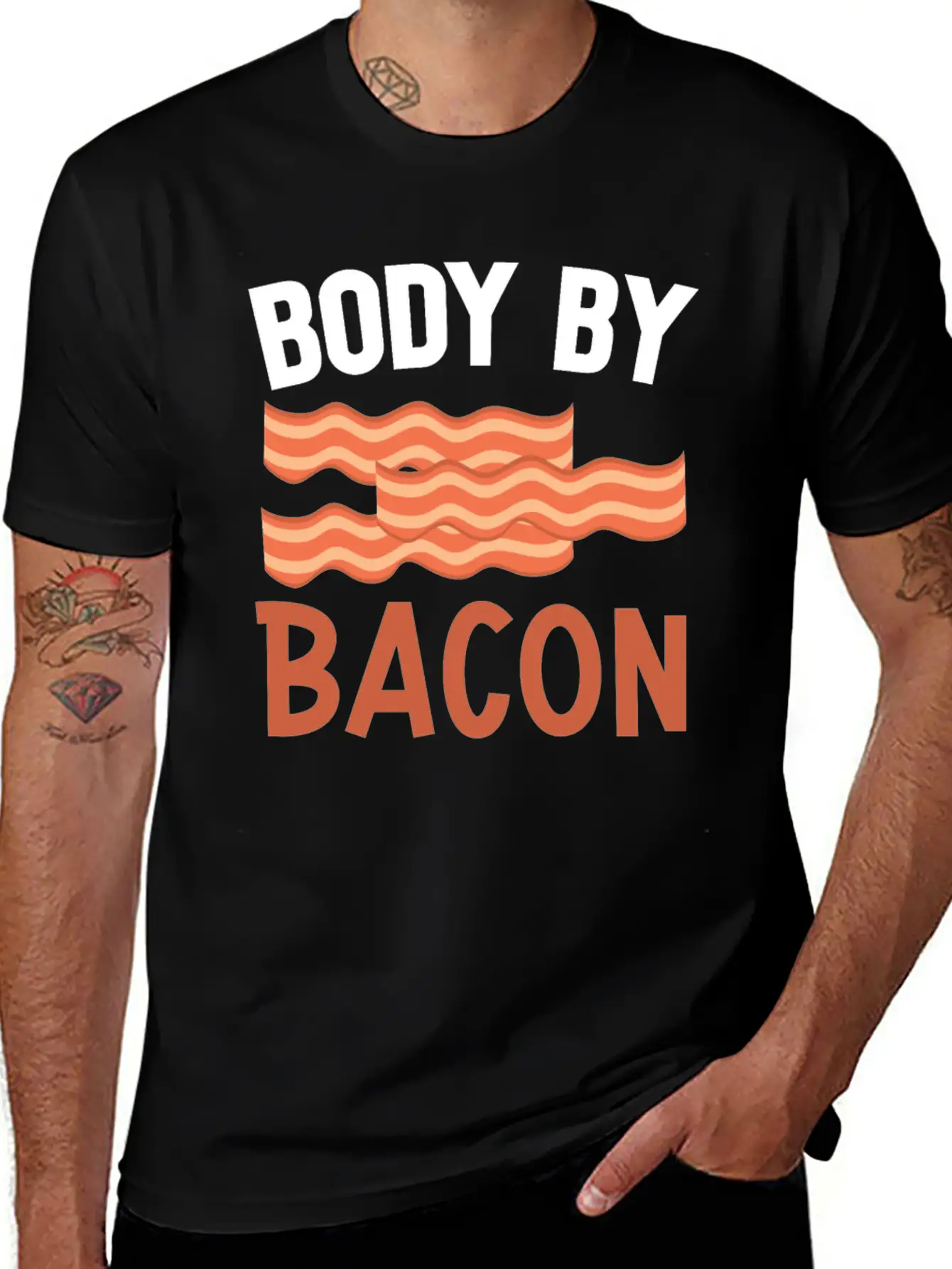 Body By Bacon Keto Diet Diet Unisex Short Sleeve Soft Cotton T-Shirt – Casual Everyday Wear