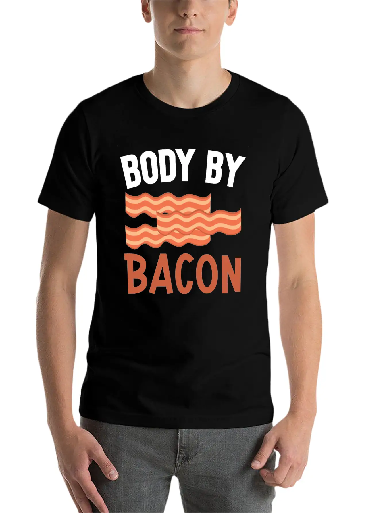 Body By Bacon Keto Diet Diet Unisex Short Sleeve Soft Cotton T-Shirt – Casual Everyday Wear