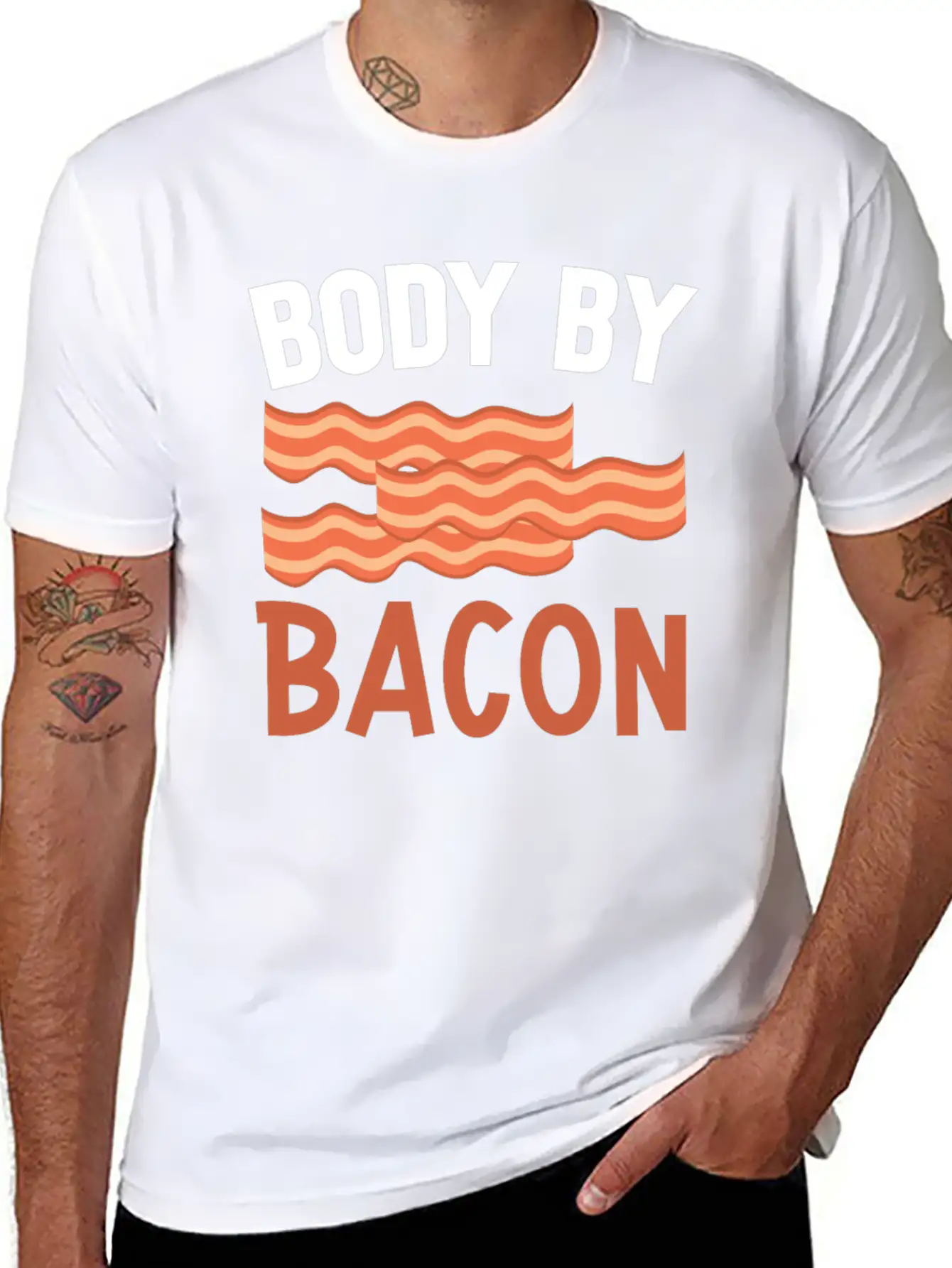 Body By Bacon Keto Diet Diet Unisex Short Sleeve Soft Cotton T-Shirt – Casual Everyday Wear