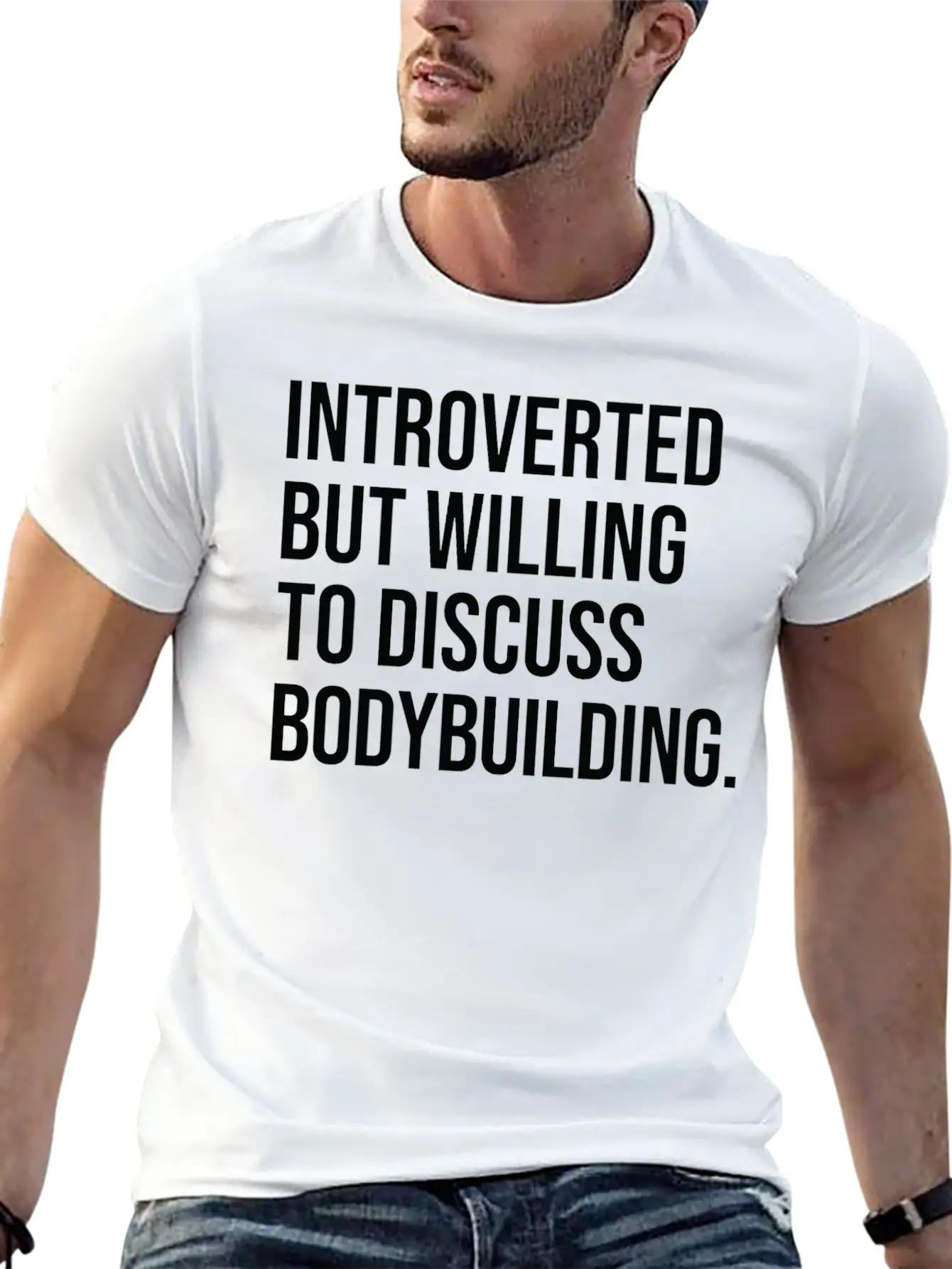 Bodybuilding Funny Introverted Bodybuilder Saying Timeless Short Sleeve Tee – Comfy And Minimalist Design