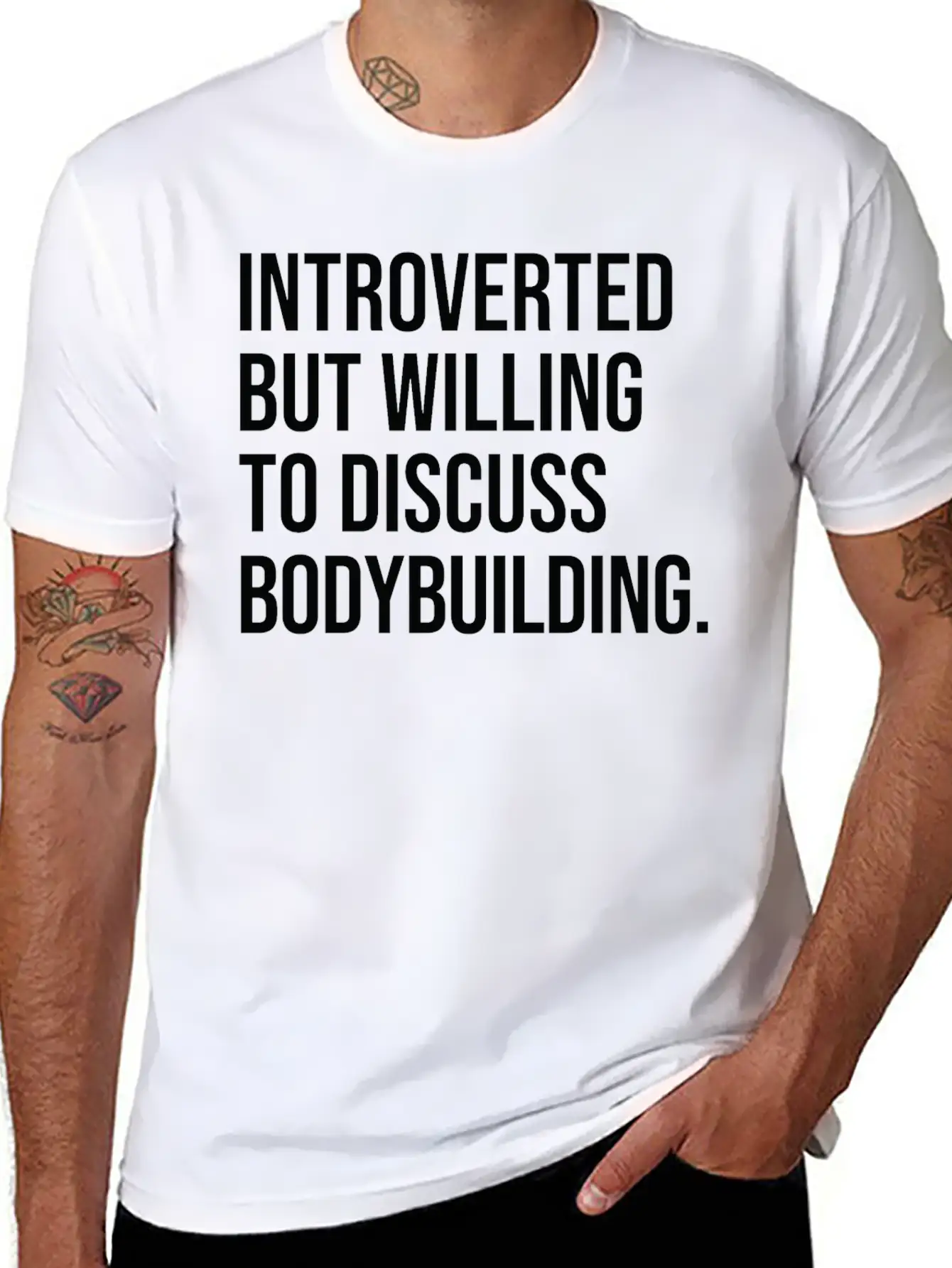 Bodybuilding Funny Introverted Bodybuilder Saying Timeless Short Sleeve Tee – Comfy And Minimalist Design