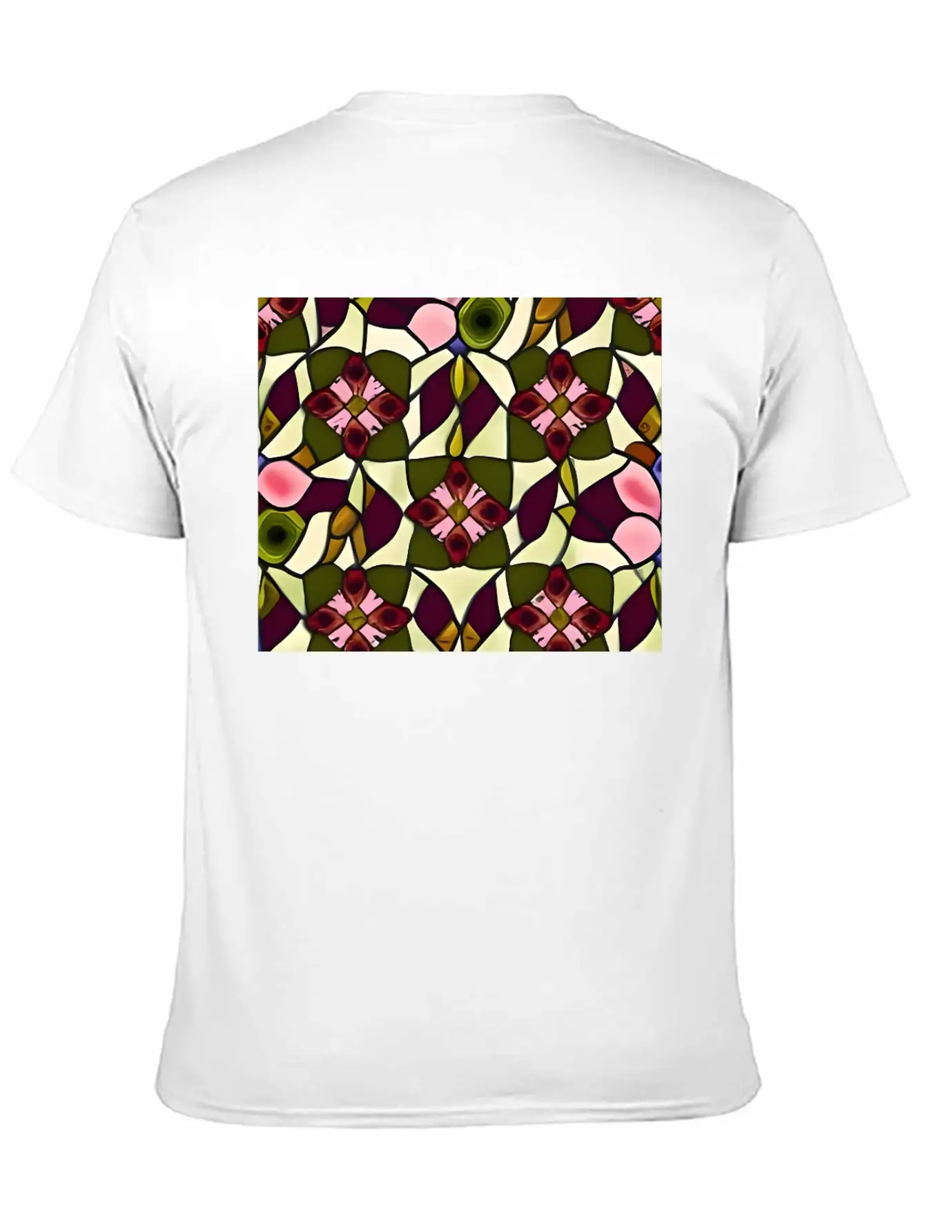 Bold Floral Medallion Stained Glass Pattern Basic Graphic T-Shirt – Daily Comfort In Soft Cotton