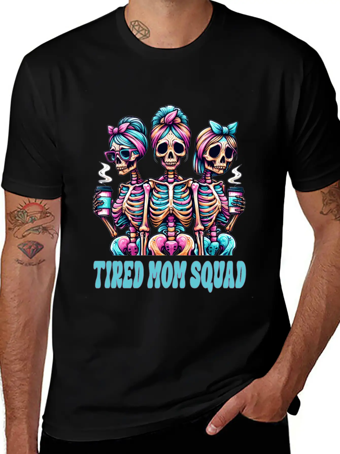 Boojee Tired Mom Squad Skeletons Comfortable Minimalist Graphic Tee – Summer Style Essential