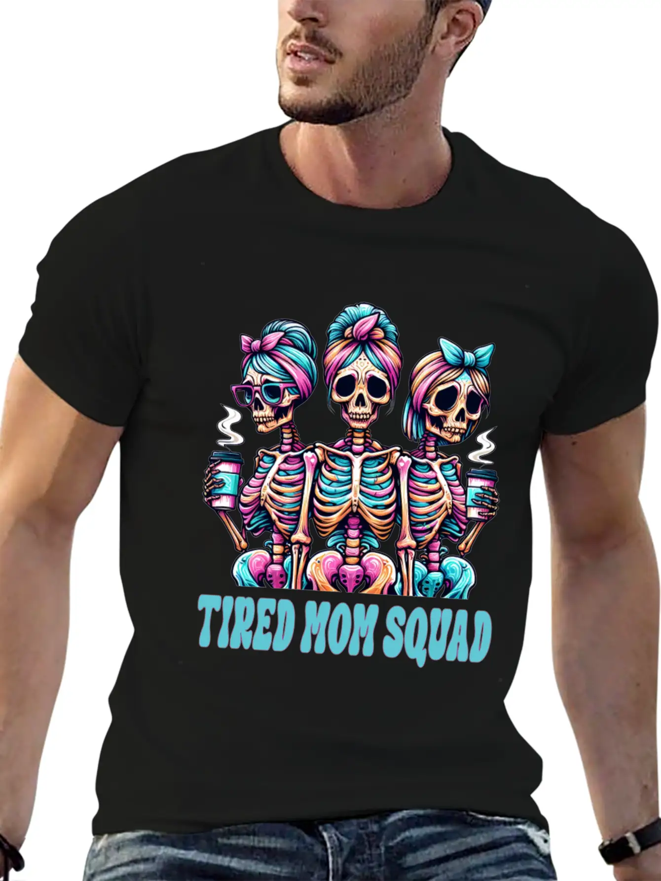 Boojee Tired Mom Squad Skeletons Comfortable Minimalist Graphic Tee – Summer Style Essential