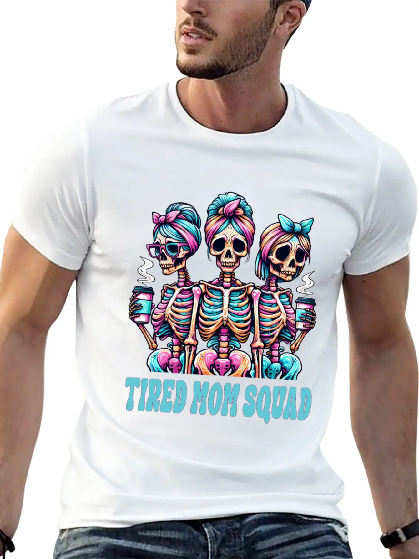 Boojee Tired Mom Squad Skeletons Comfortable Minimalist Graphic Tee – Summer Style Essential
