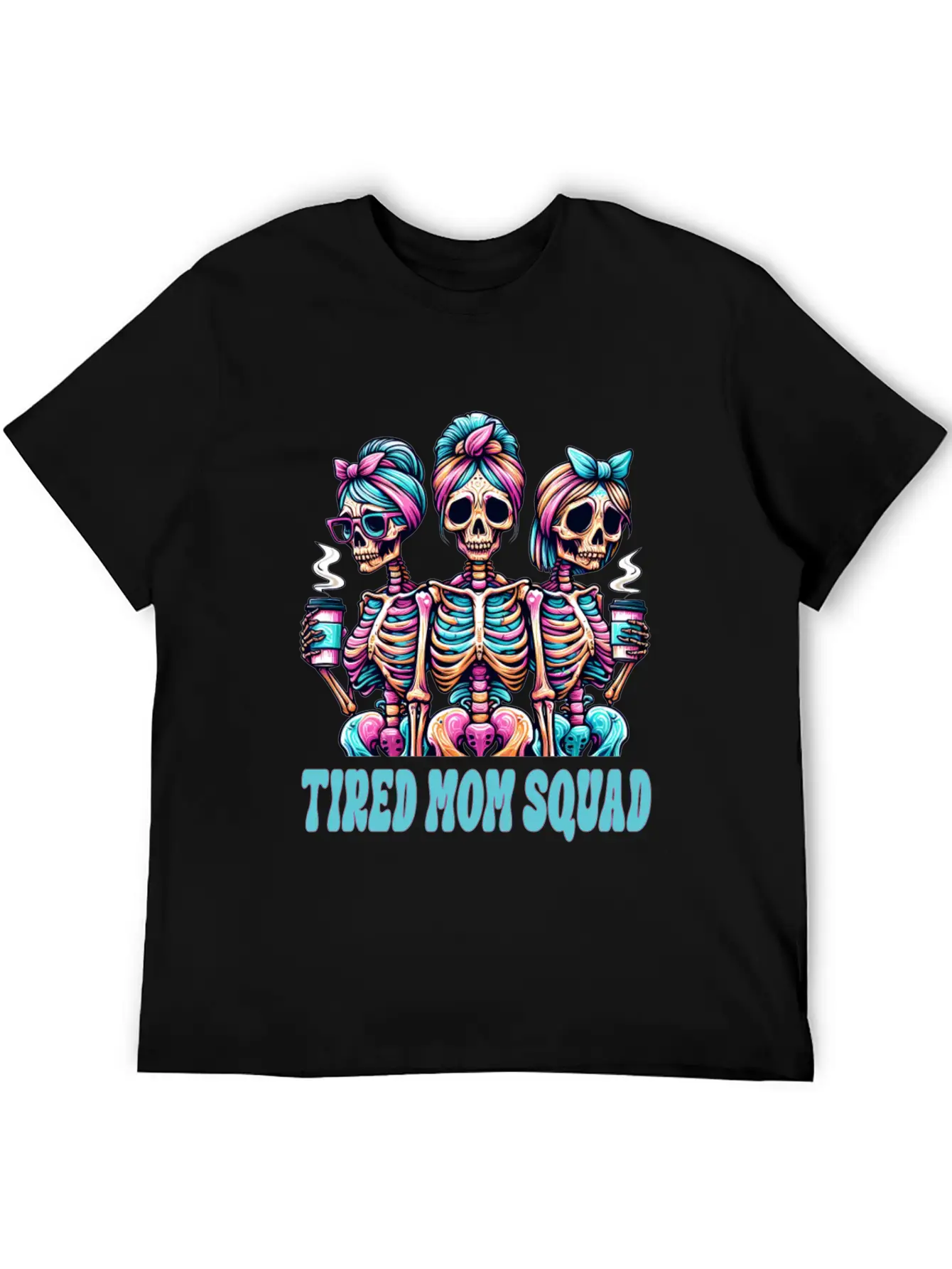 Boojee Tired Mom Squad Skeletons Comfortable Minimalist Graphic Tee – Summer Style Essential