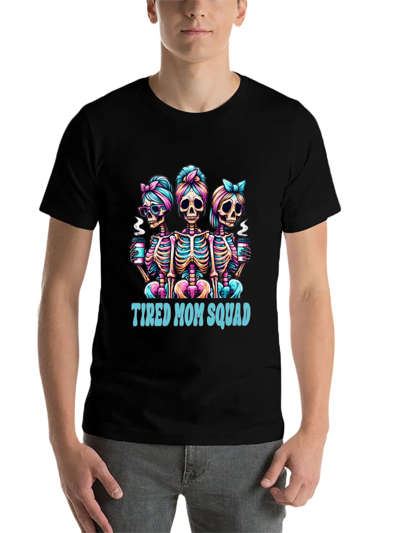 Boojee Tired Mom Squad Skeletons Comfortable Minimalist Graphic Tee – Summer Style Essential