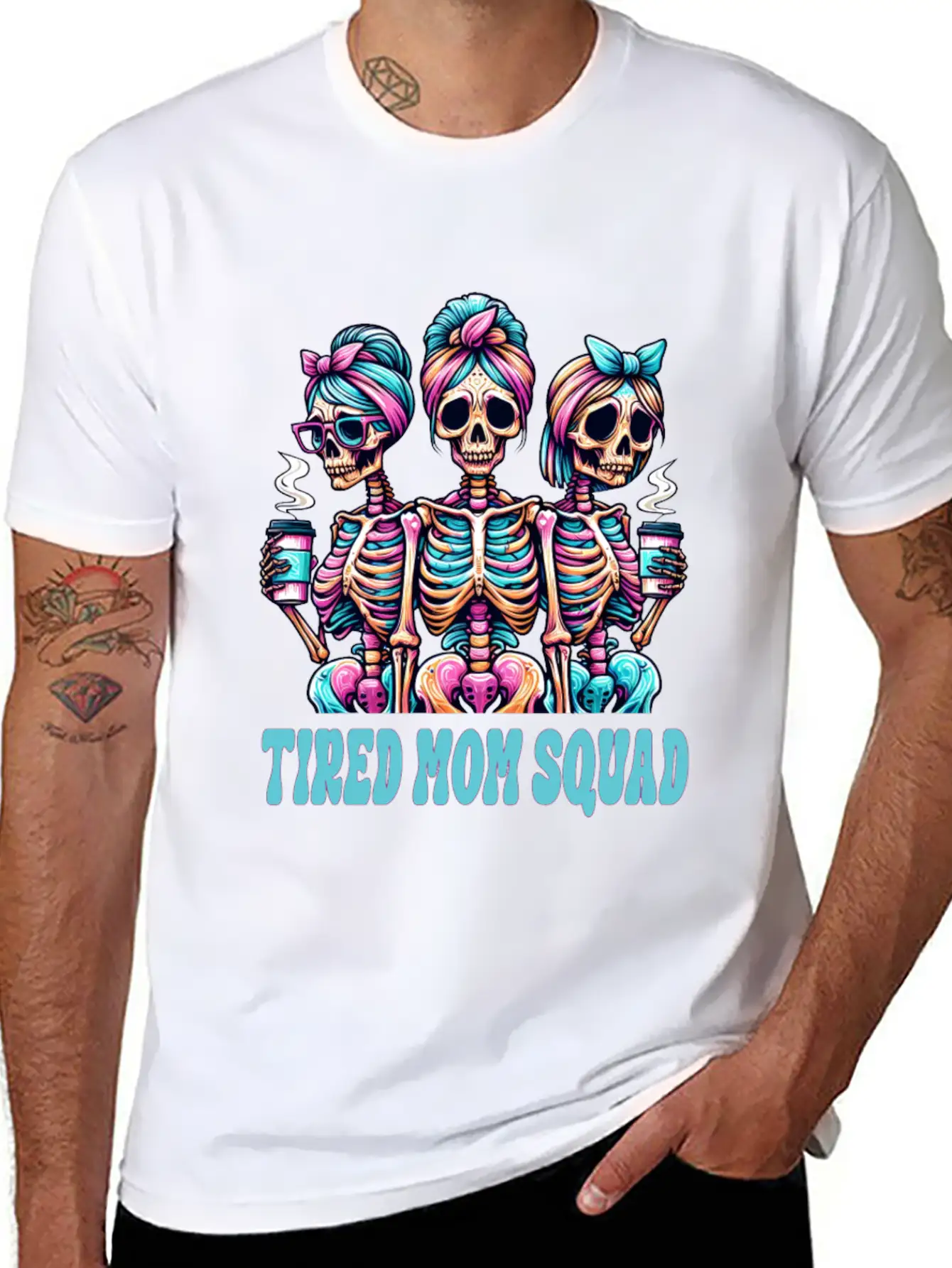 Boojee Tired Mom Squad Skeletons Comfortable Minimalist Graphic Tee – Summer Style Essential