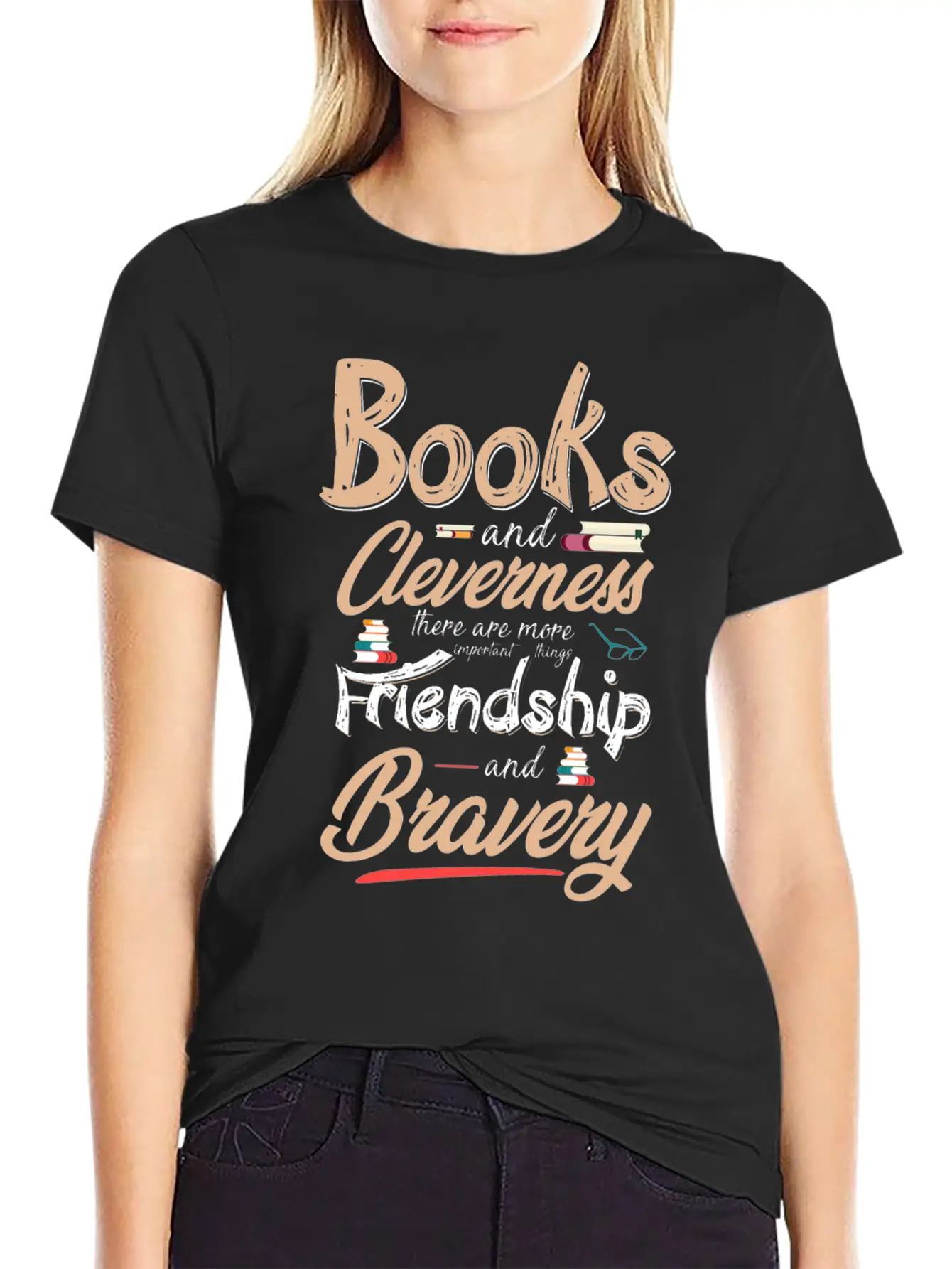 Books & Cleverness Vs. Friendship & Bravery Comfortable Minimalist Graphic Tee – Summer Style Essential