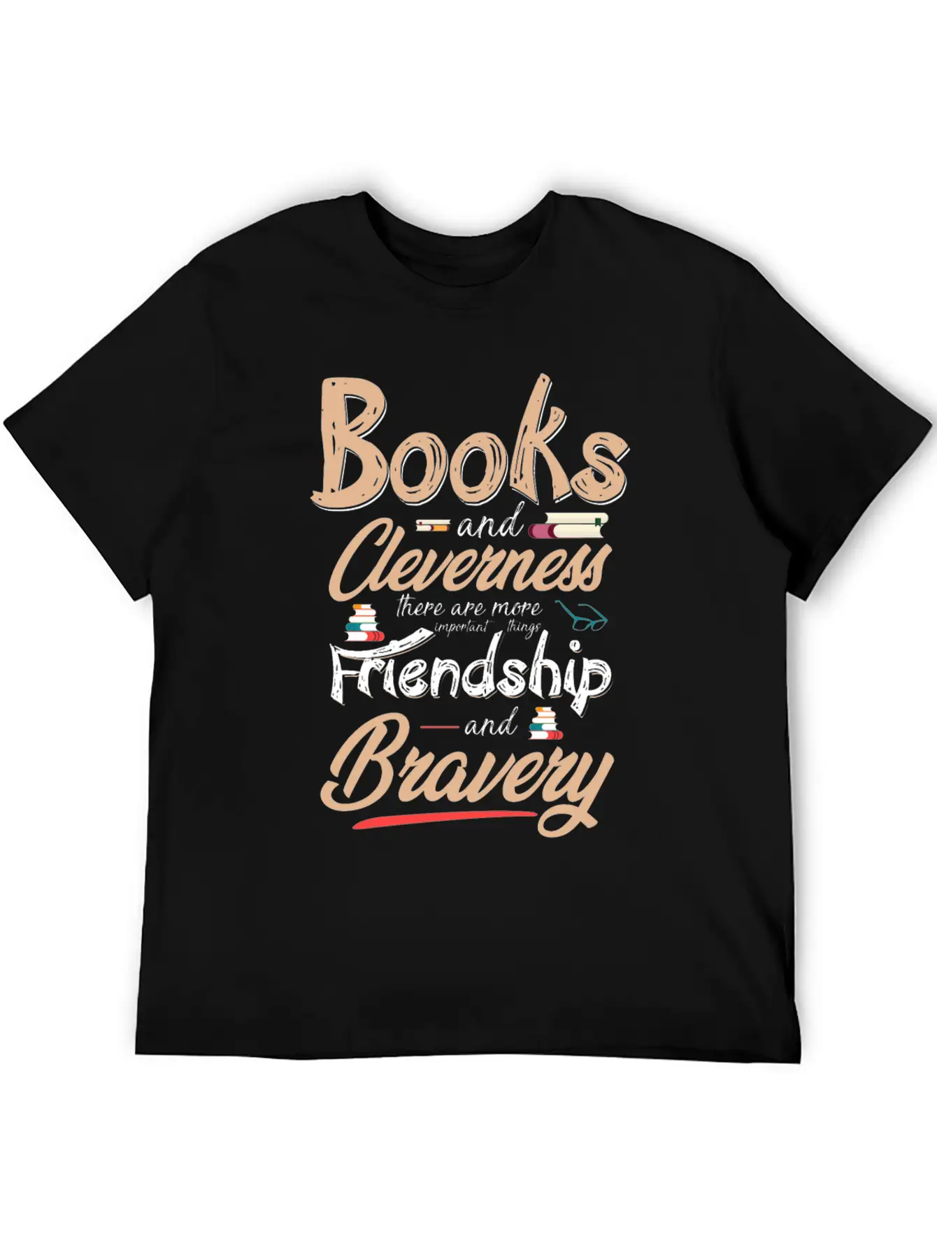 Books & Cleverness Vs. Friendship & Bravery Comfortable Minimalist Graphic Tee – Summer Style Essential