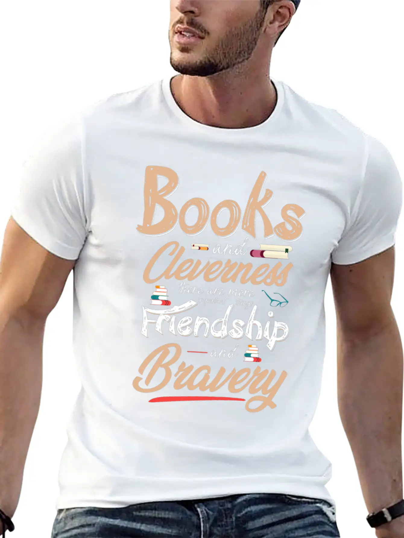 Books & Cleverness Vs. Friendship & Bravery Comfortable Minimalist Graphic Tee – Summer Style Essential
