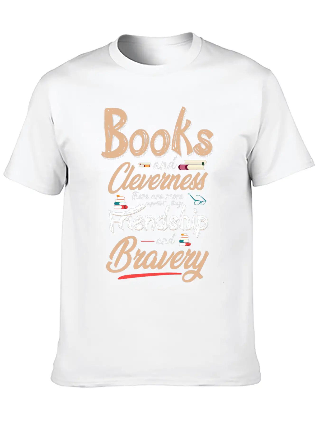 Books & Cleverness Vs. Friendship & Bravery Comfortable Minimalist Graphic Tee – Summer Style Essential
