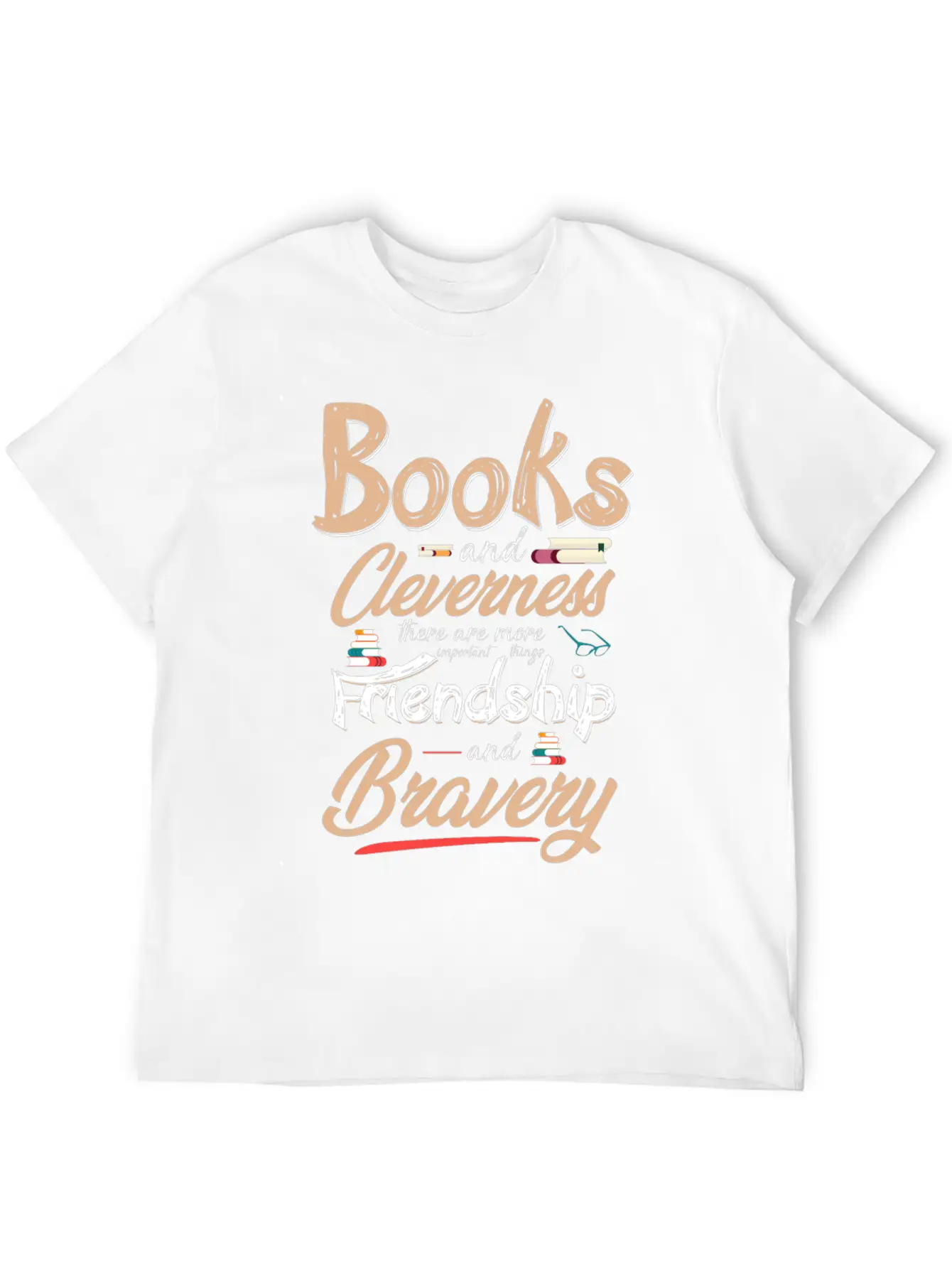 Books & Cleverness Vs. Friendship & Bravery Comfortable Minimalist Graphic Tee – Summer Style Essential